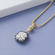 3 CTTW Cushion Cut Lab Grown Diamond Solitaire Charm Pendant Necklace