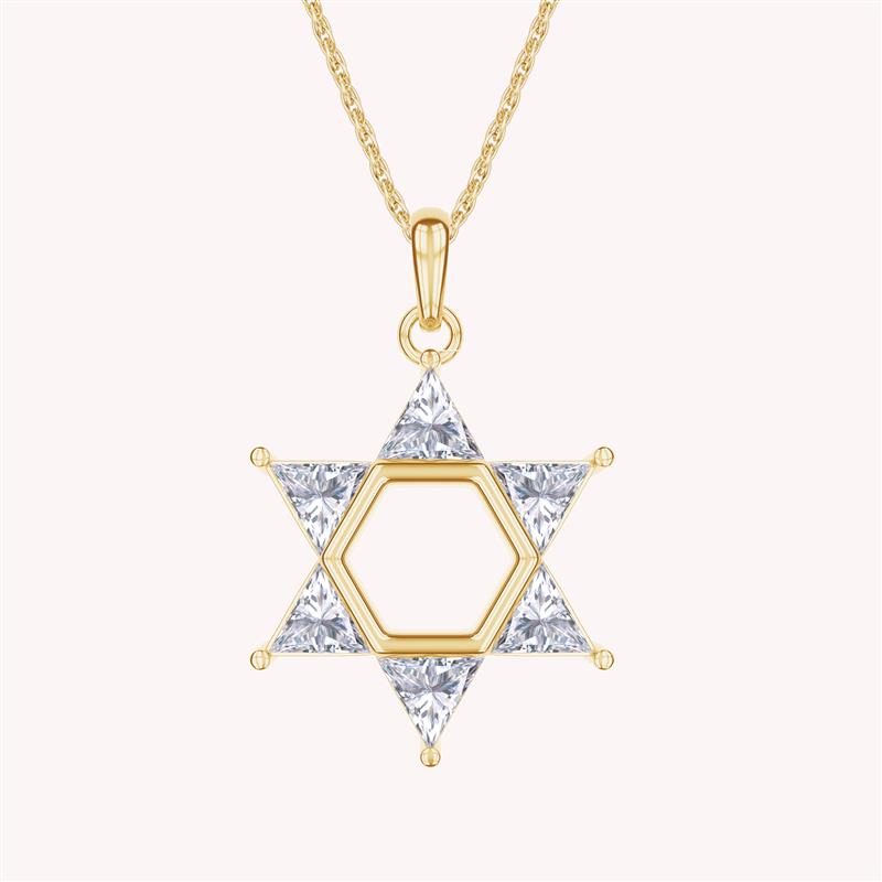 Star of David Pendant Necklace studded with Cubic Zirconia