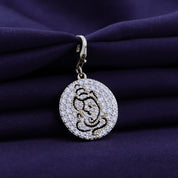 Round Shape Lab Grown Diamond Shri Ganesh Charm Pendant