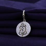Round Shape Lab Grown Diamond Shri Ganesh Charm Pendant