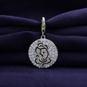 Round Shape Lab Grown Diamond Shri Ganesh Charm Pendant