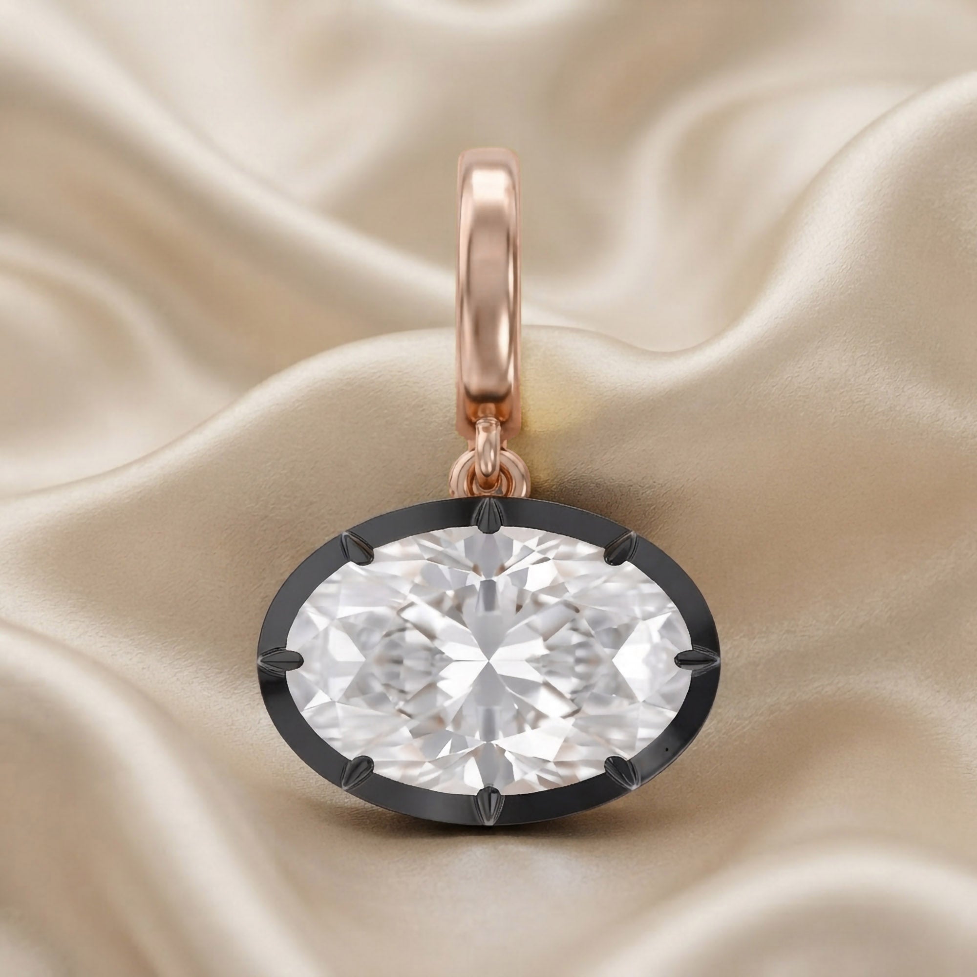 Solitaire Pendant Oval Cut Lab Grown Diamond