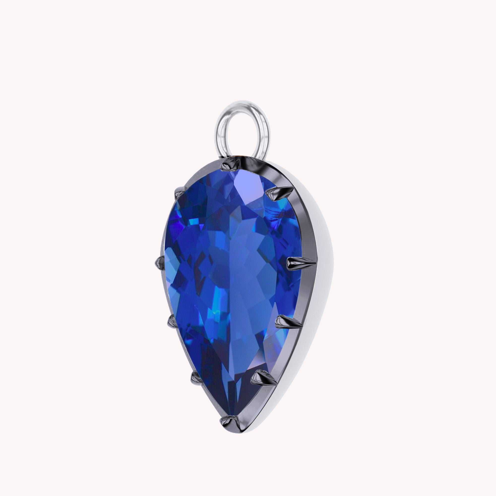 Pear Shape Lab Grown Gemstone Two Tone Pendant