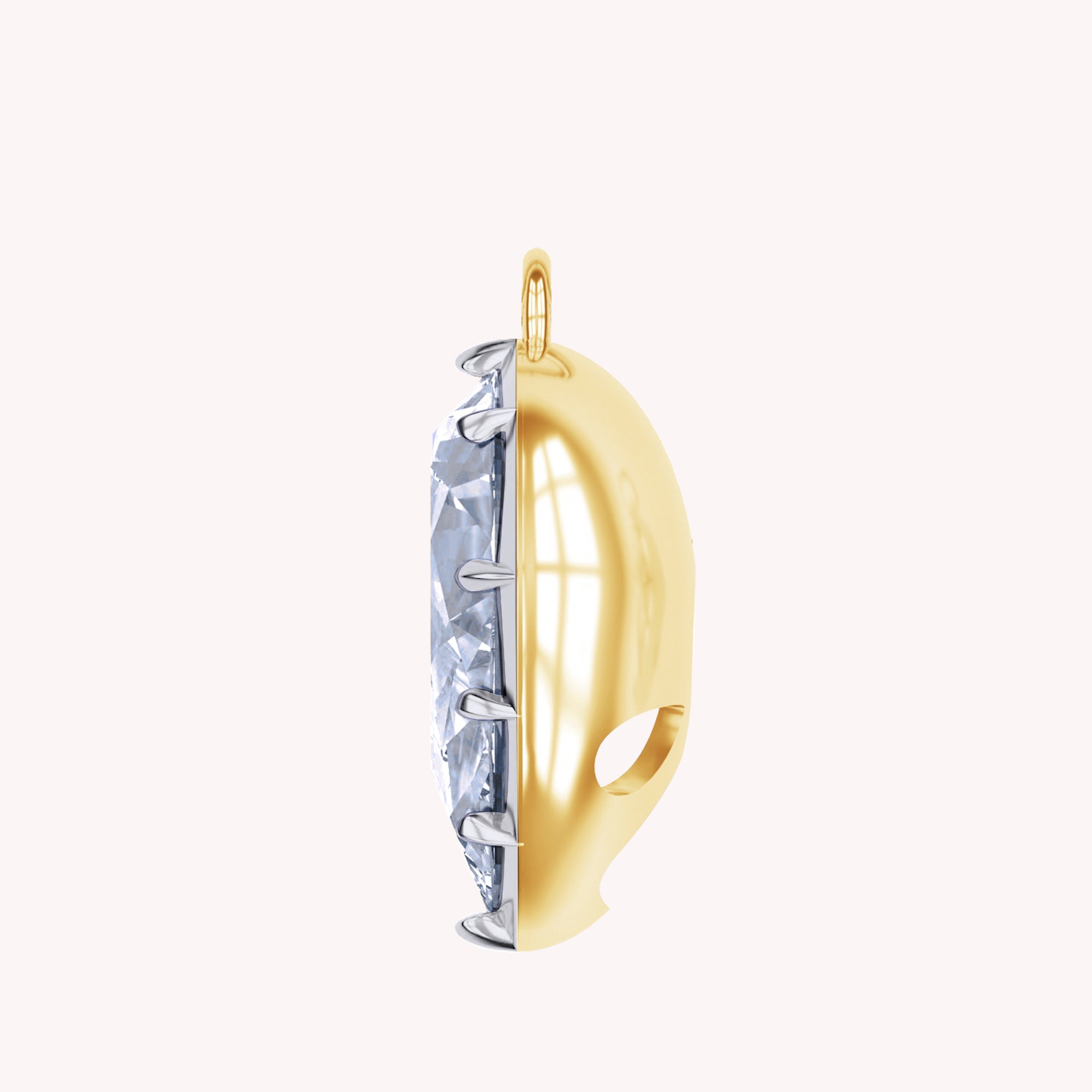 Pear Shape Lab Created Moissanite Two Tone Pendant