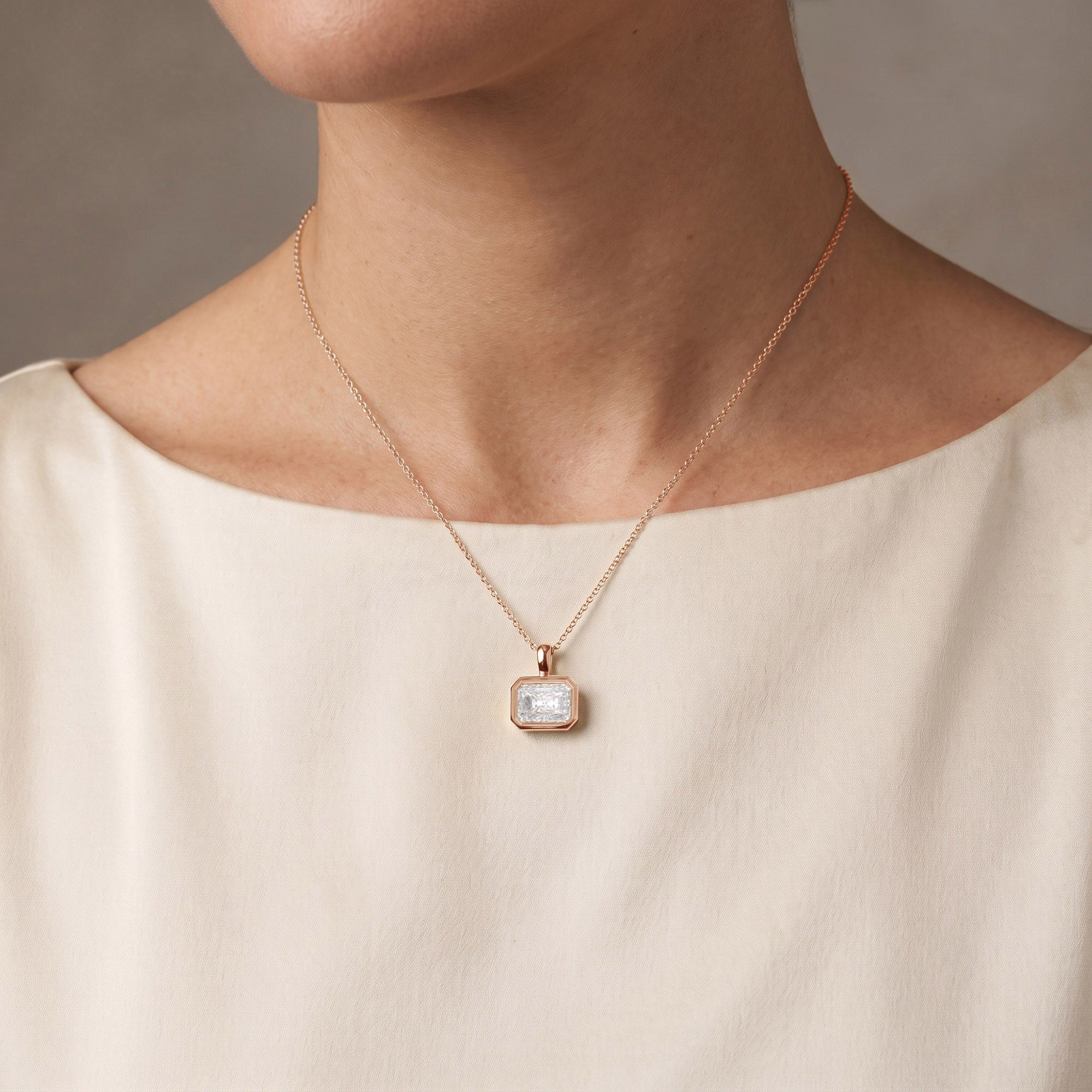 Premium Lab Grown Radiant Cut White Diamond Pendant Necklace