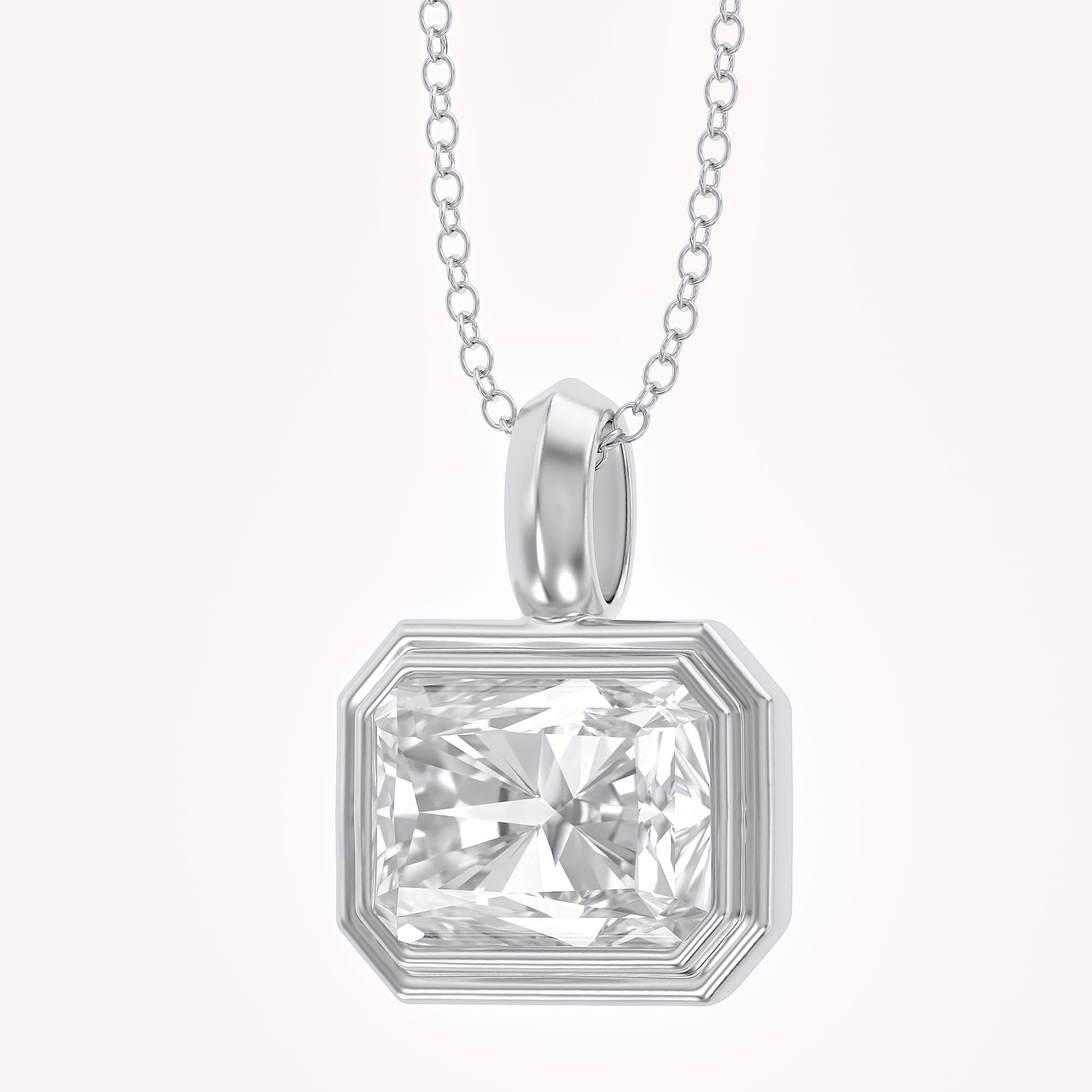 Premium Lab Grown Radiant Cut White Diamond Pendant Necklace