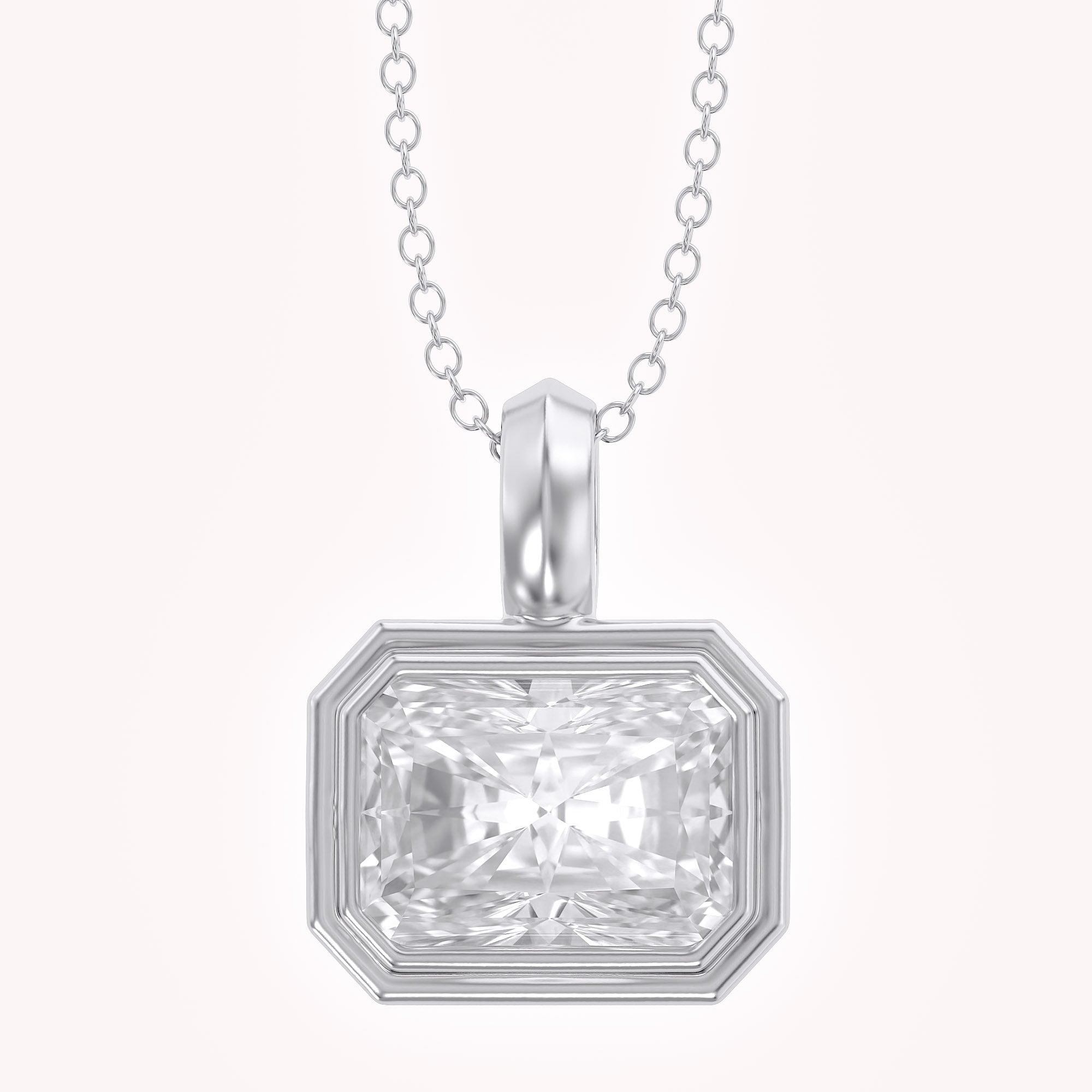 Premium Lab Grown Radiant Cut White Diamond Pendant Necklace