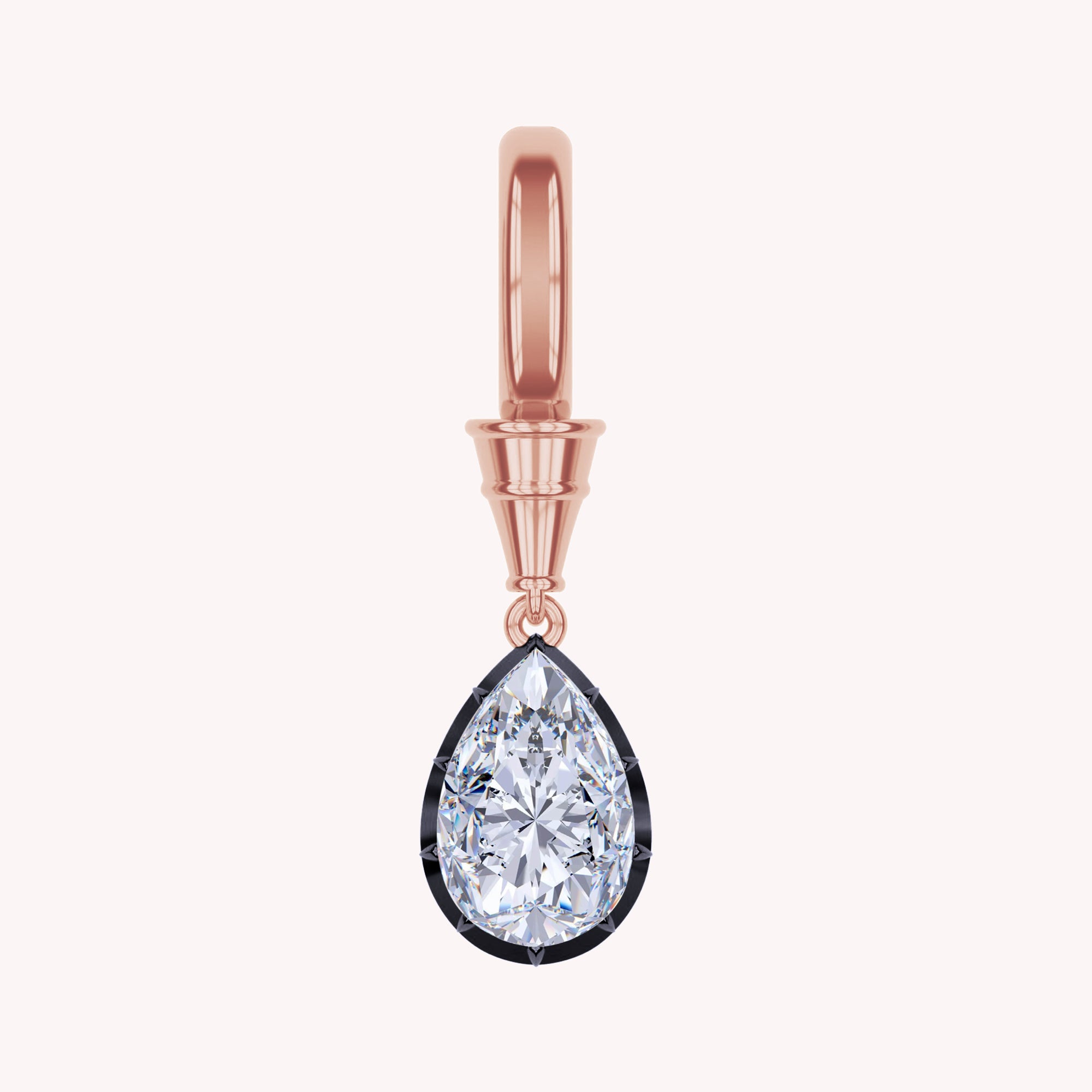 Solitaire Charm Two Tone Pendant Multi Shape 3.00 Carat Lab Created Moissanite with Black Rhodium around the Stone