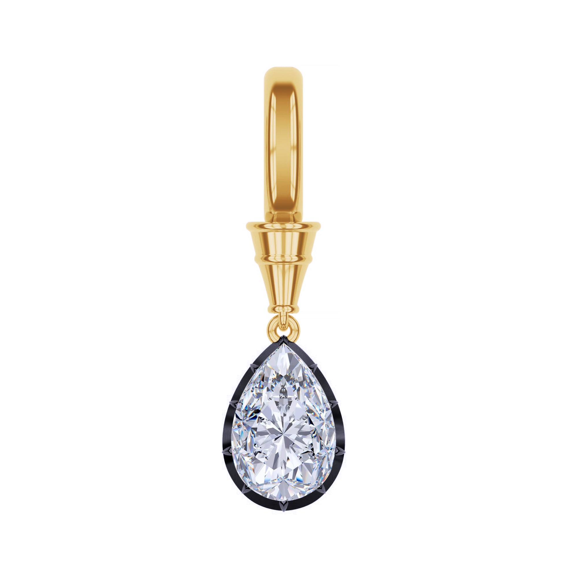 Solitaire Charm Two Tone Pendant Multi Shape 3.00 Carat Lab Created Moissanite with Black Rhodium around the Stone