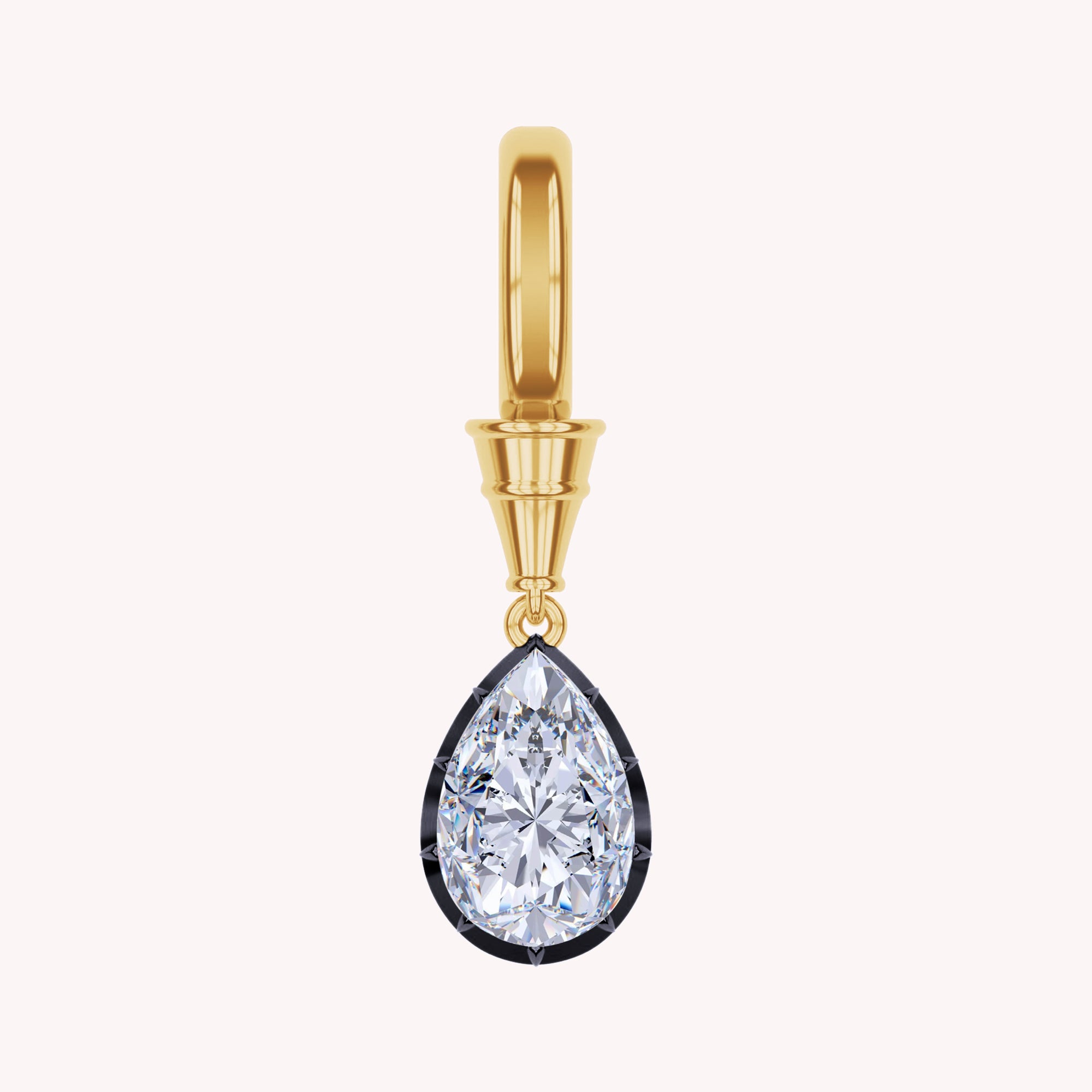 Solitaire Charm Two Tone Pendant Multi Shape 3.00 Carat Lab Created Moissanite with Black Rhodium around the Stone