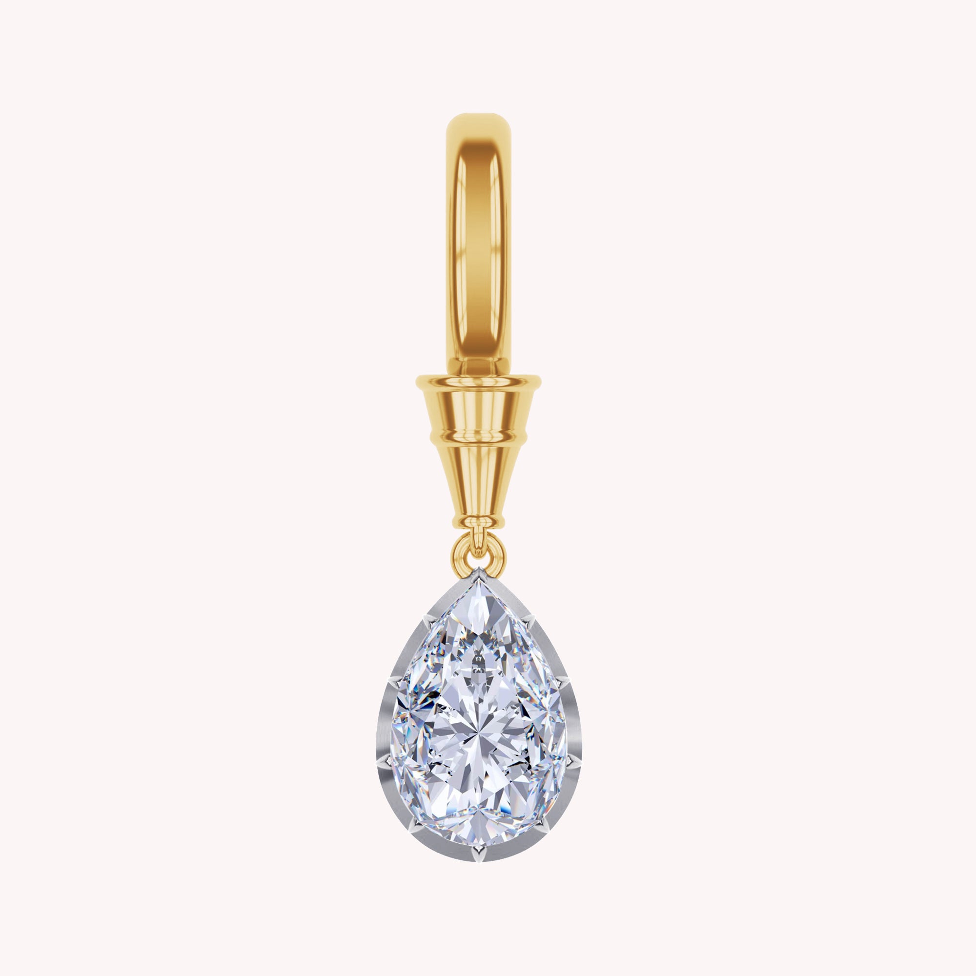 Solitaire Charm Pendant Necklace Two Tone Pendant Multi Shape 3.00 Carat Lab Created Moissanite