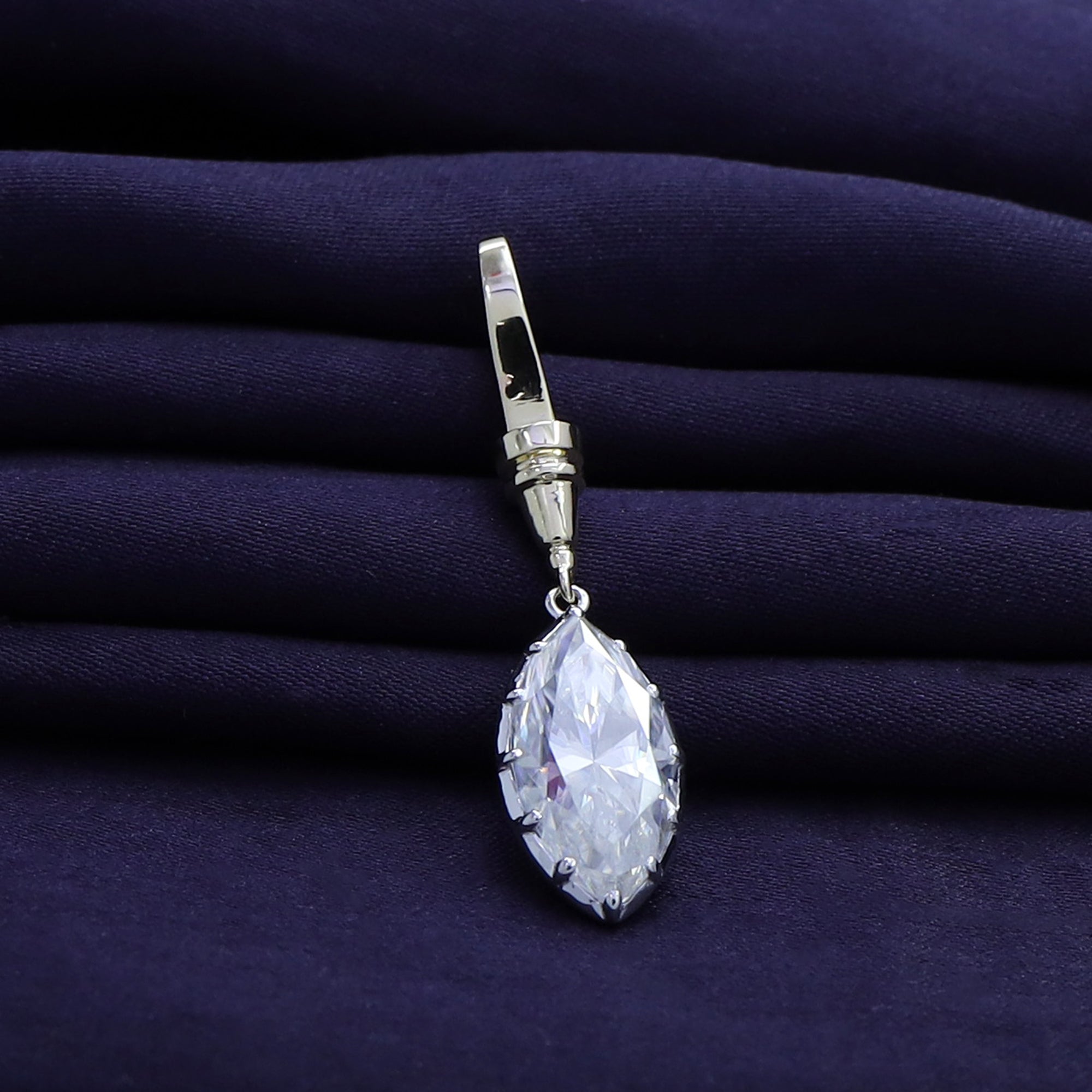 Marquise Shape 4.00 Carat Lab Created Moissanite Solitaire Charm Two Tone Pendant