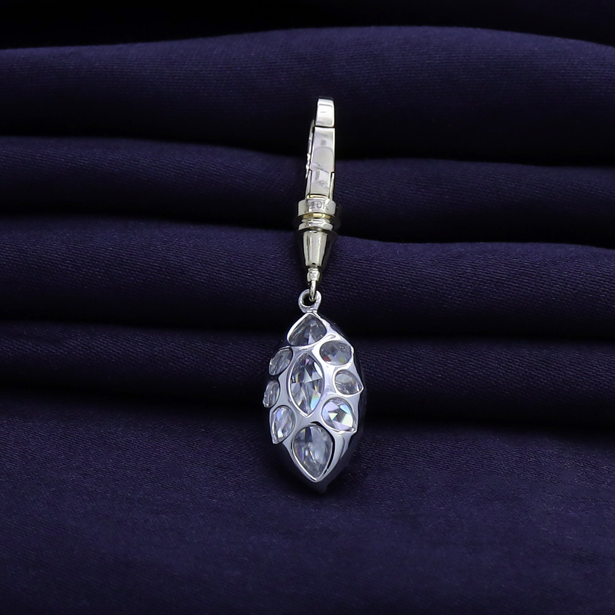 Marquise Shape 4.00 Carat Lab Created Moissanite Solitaire Charm Two Tone Pendant