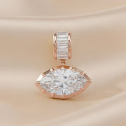 Solitaire Pendant Marquise and Baguette Lab Created Moissanite