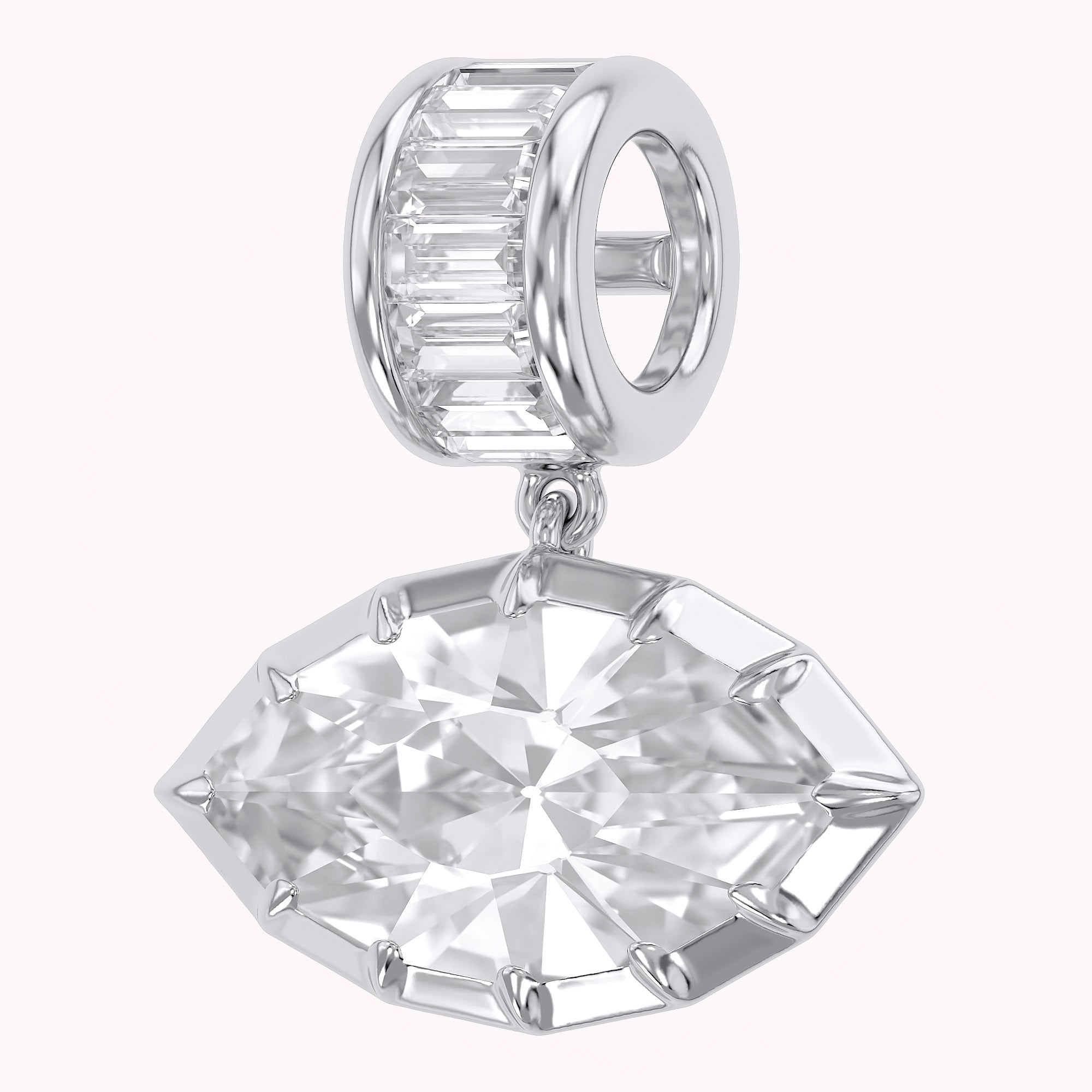 Solitaire Pendant Marquise and Baguette Lab Created Moissanite