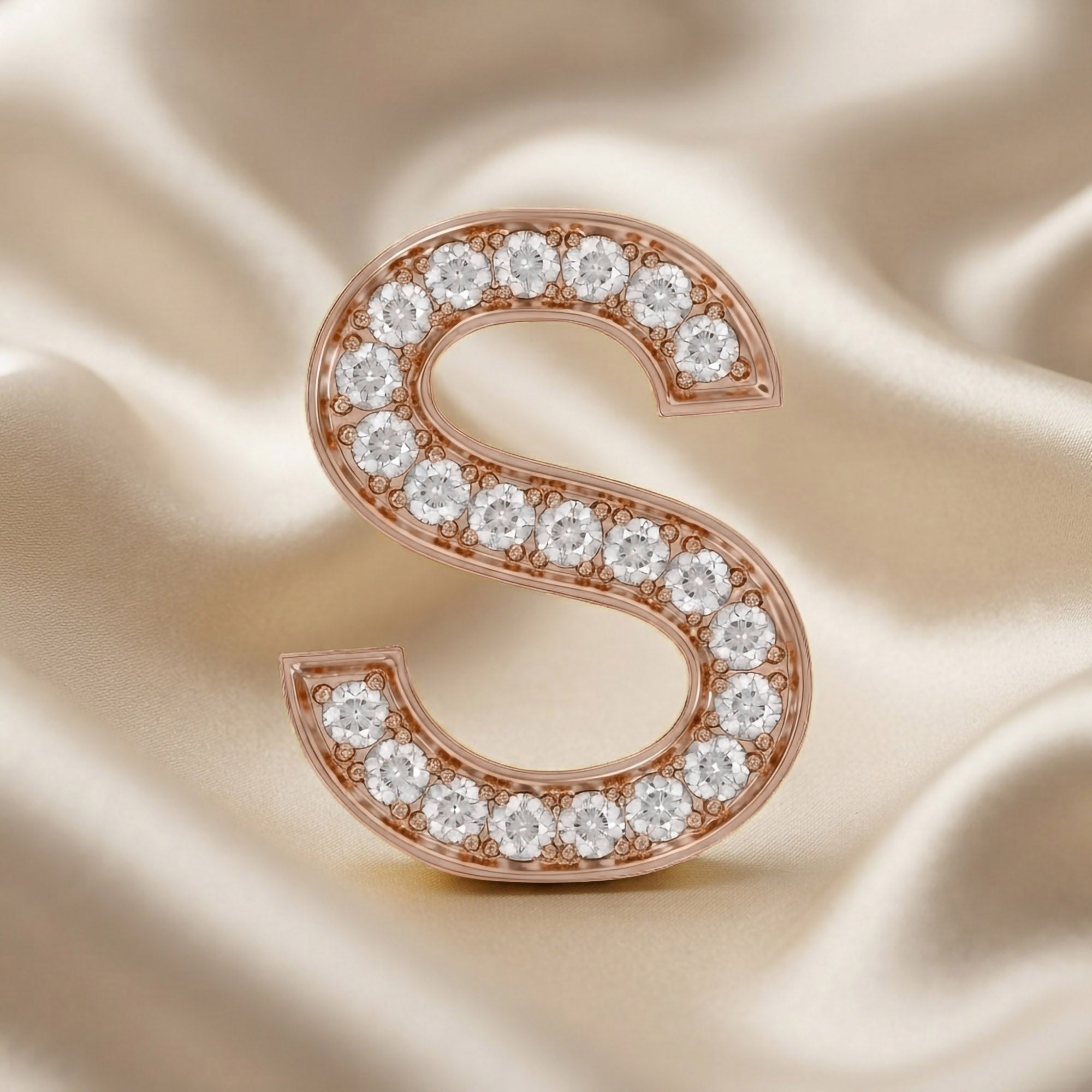 Initial Letter Pendant Round Cut Lab Grown Diamond