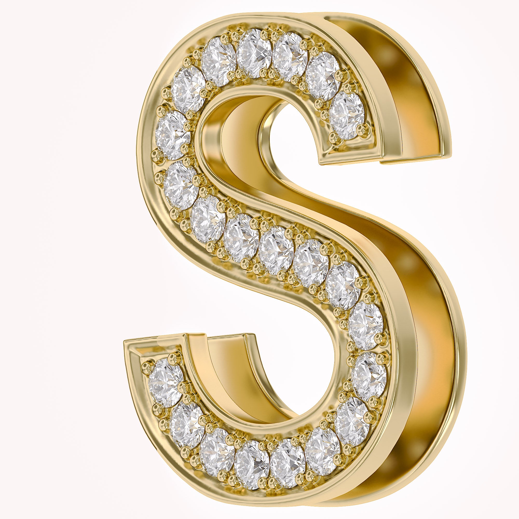 Initial Letter Pendant Round Cut Lab Grown Diamond