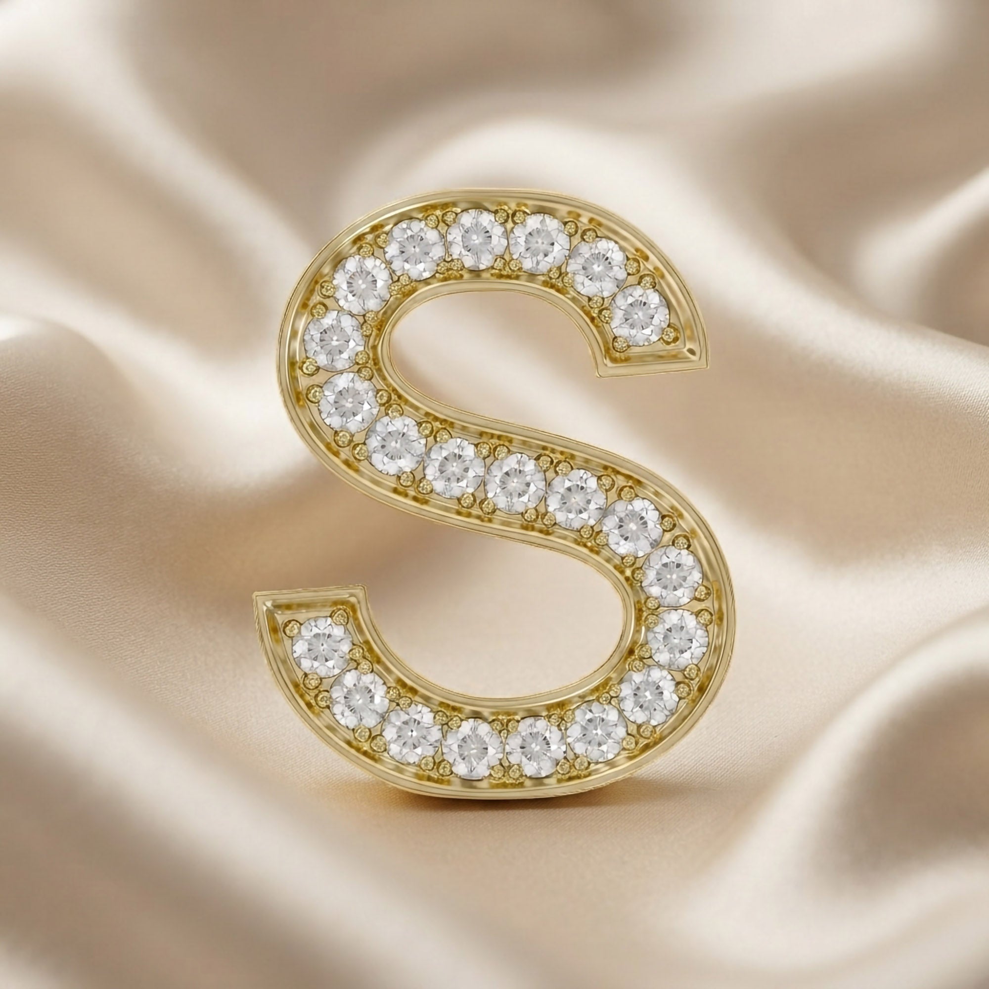 Initial Letter Pendant Round Cut Lab Grown Diamond