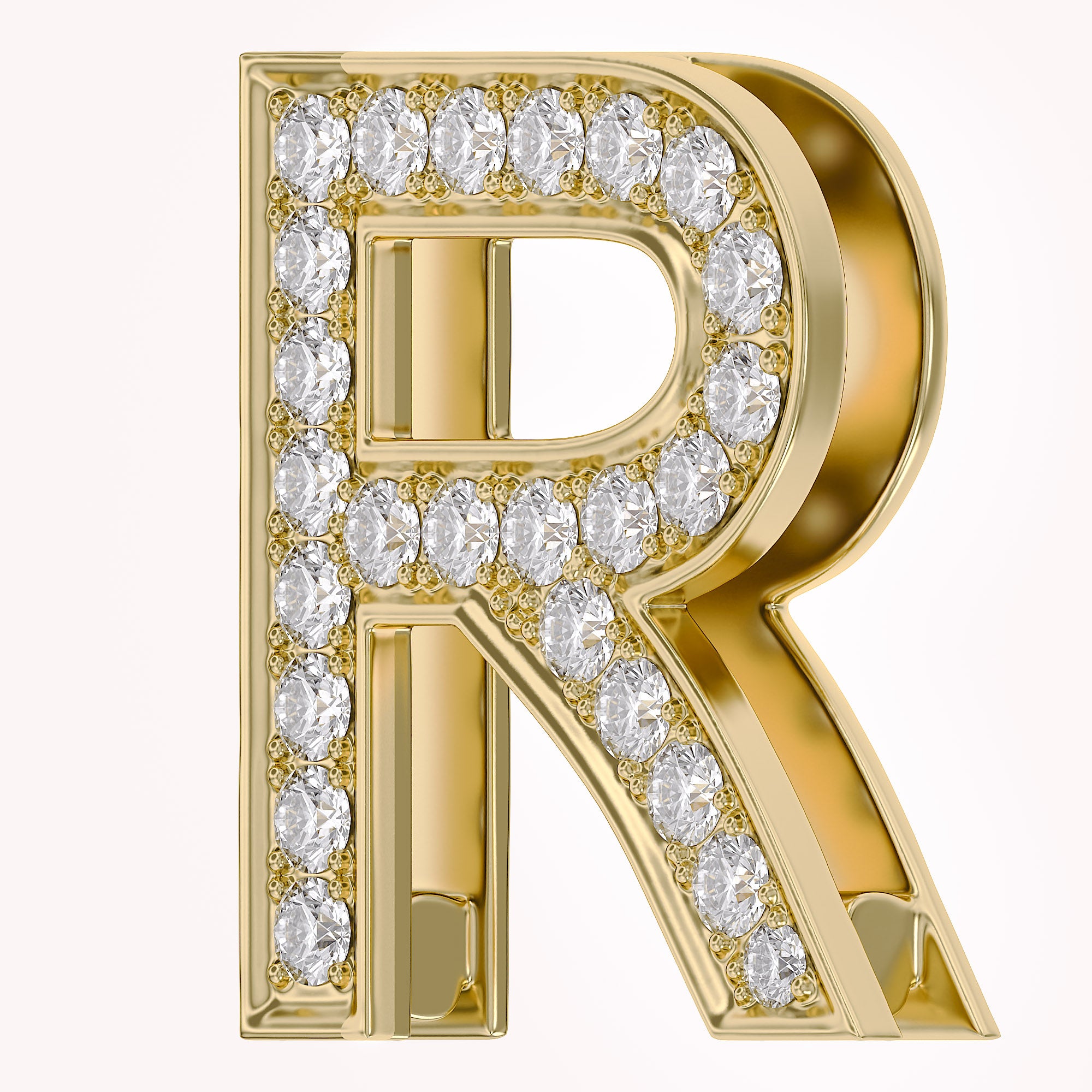 Initial Letter Pendant Round Cut Lab Grown Diamond