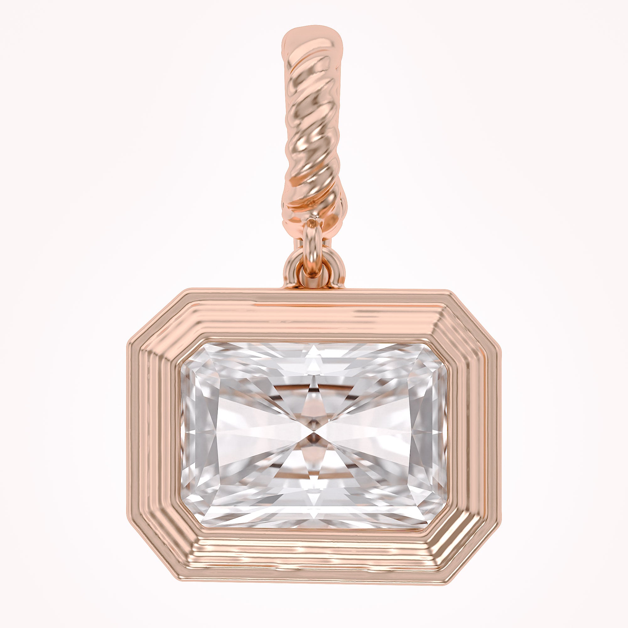 1.95 CTW Lab Grown Diamond Modern Radiant Charm Pendant