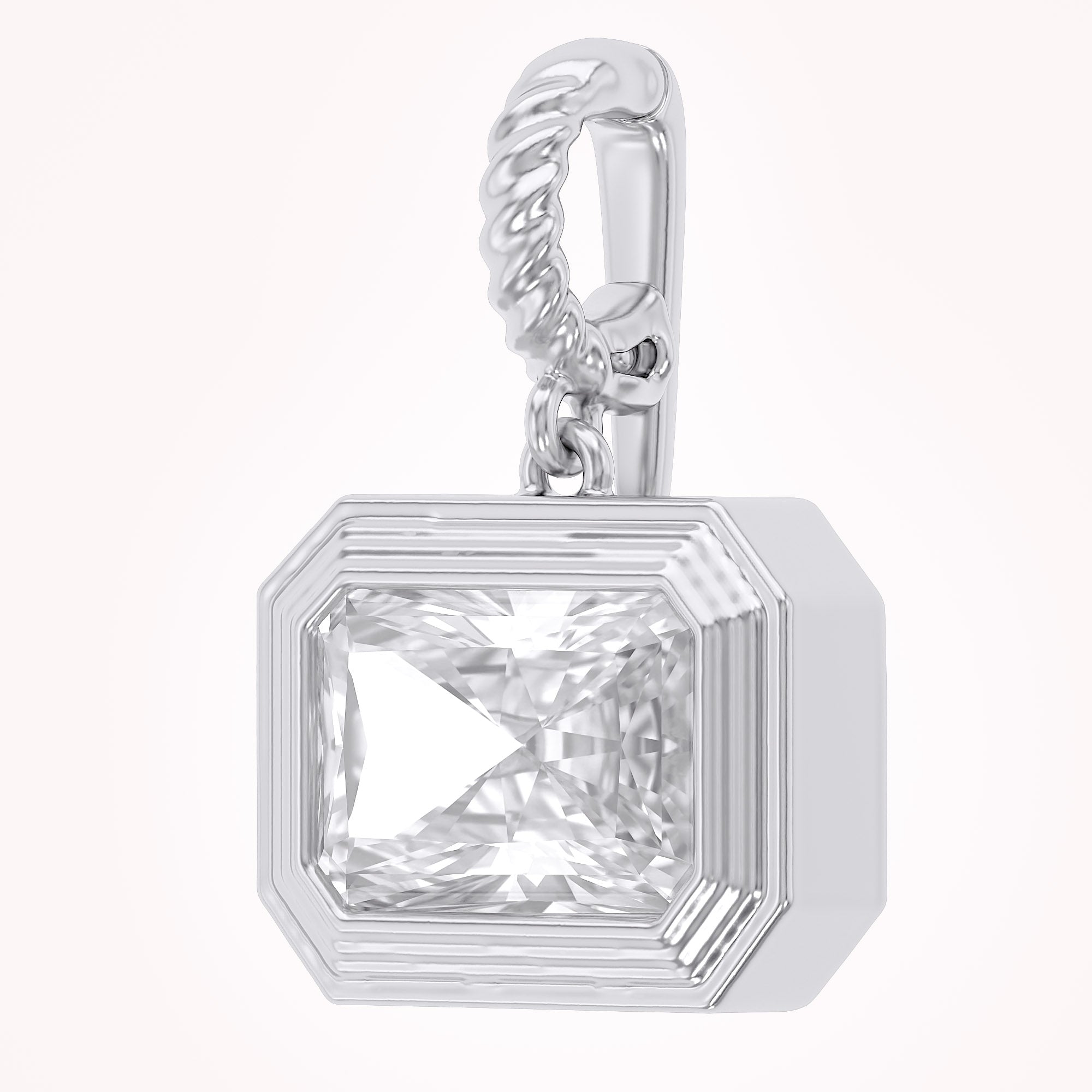 1.95 CTW Lab Grown Diamond Modern Radiant Charm Pendant