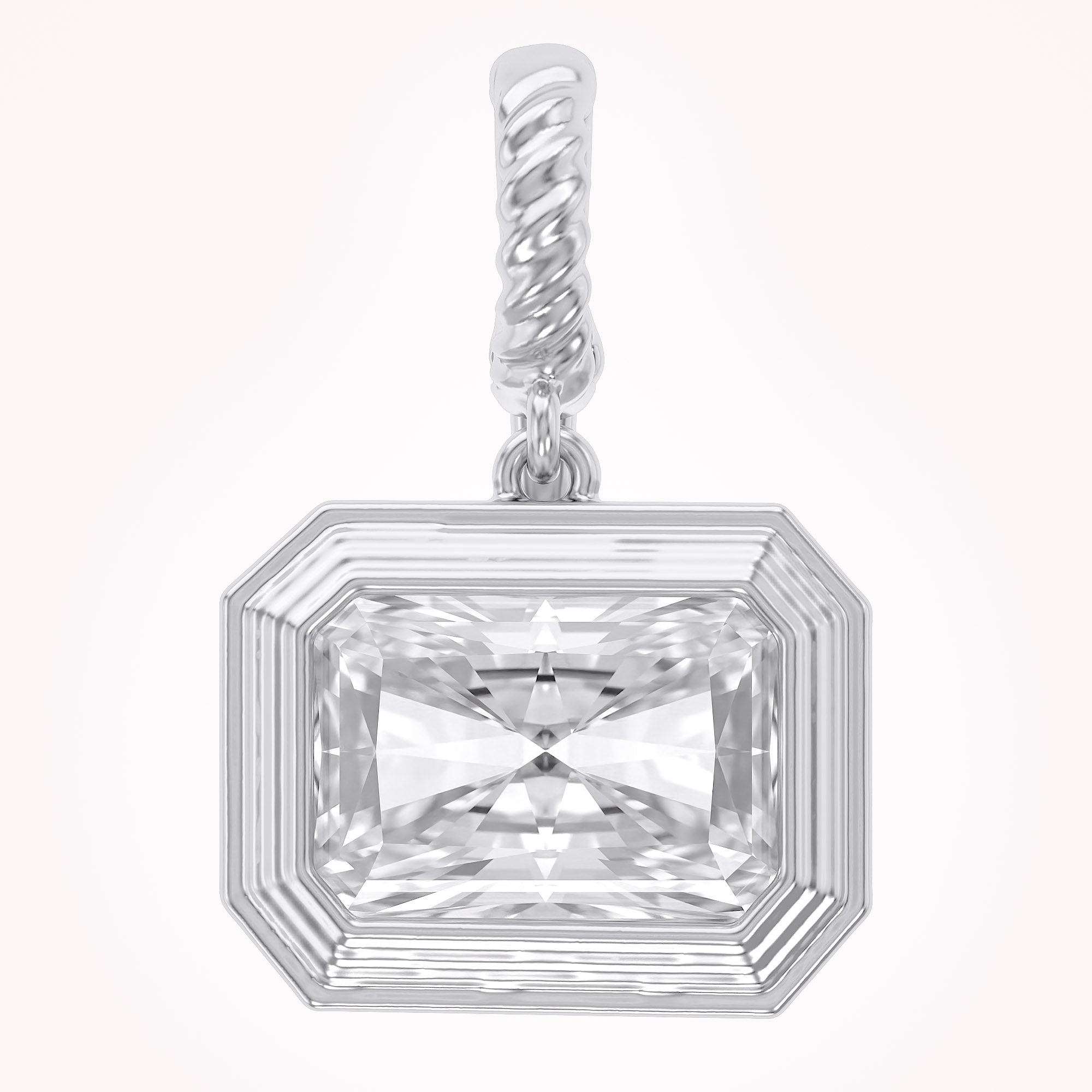 1.95 CTW Lab Grown Diamond Modern Radiant Charm Pendant