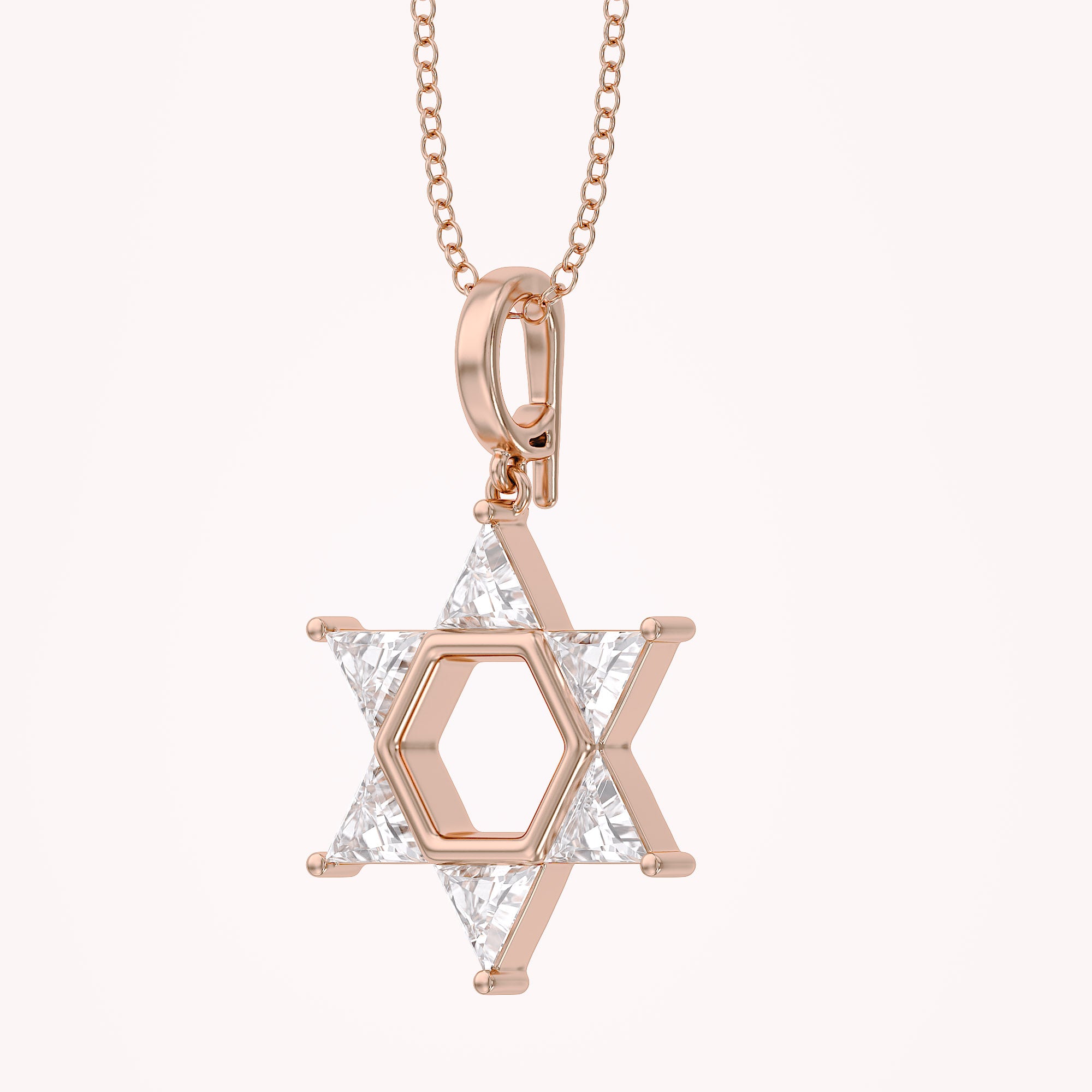 0.90 CTTW Six Triangular Lab-Grown Diamond Star of David Jewish Pendant