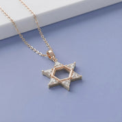 0.90 CTTW Six Triangular Lab-Grown Diamond Star of David Jewish Pendant