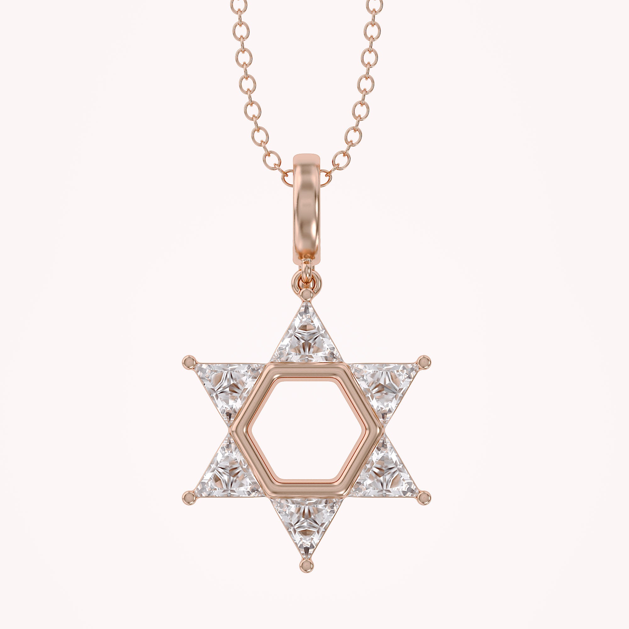 0.90 CTTW Six Triangular Lab-Grown Diamond Star of David Jewish Pendant