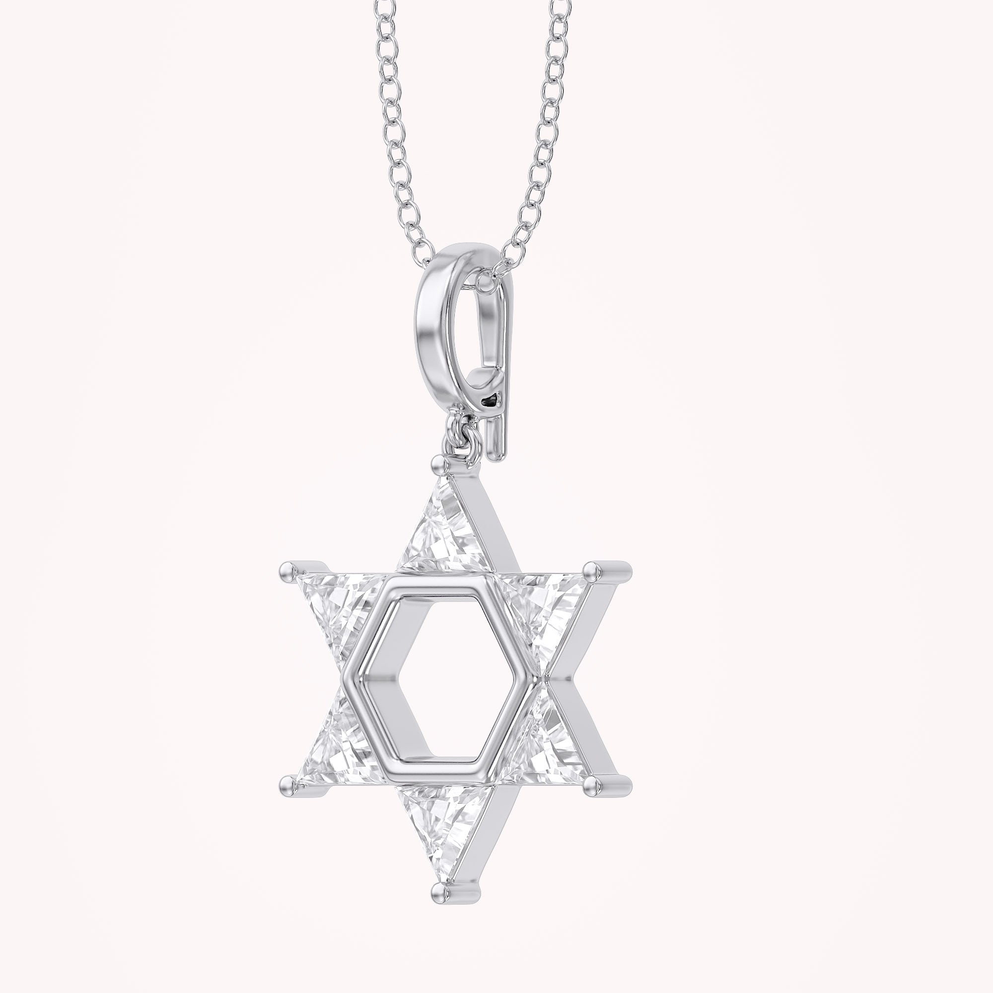 0.90 CTTW Six Triangular Lab-Grown Diamond Star of David Jewish Pendant