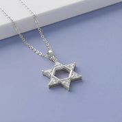 0.90 CTTW Six Triangular Lab-Grown Diamond Star of David Jewish Pendant