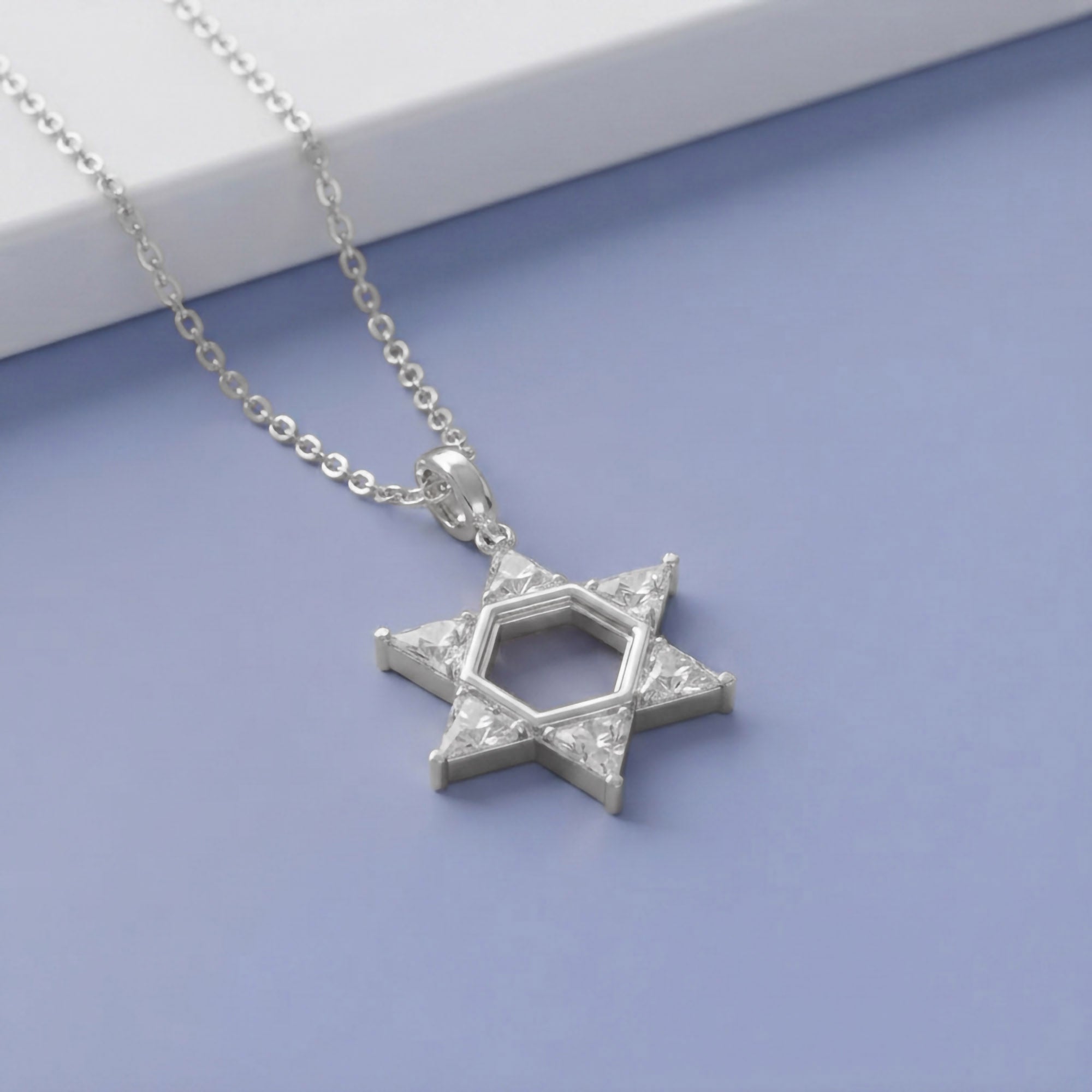 0.90 CTTW Six Triangular Lab-Grown Diamond Star of David Jewish Pendant