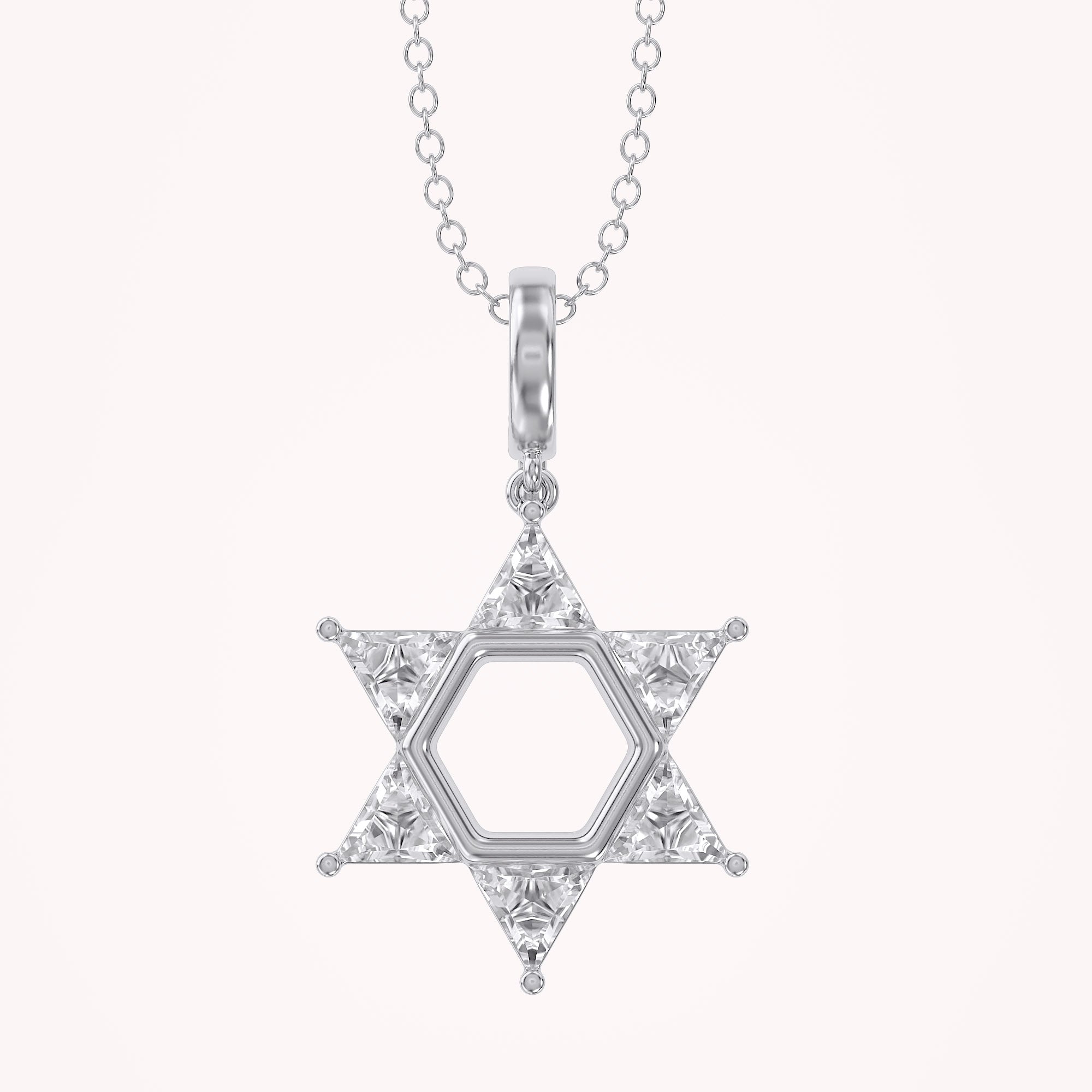 0.90 CTTW Six Triangular Lab-Grown Diamond Star of David Jewish Pendant