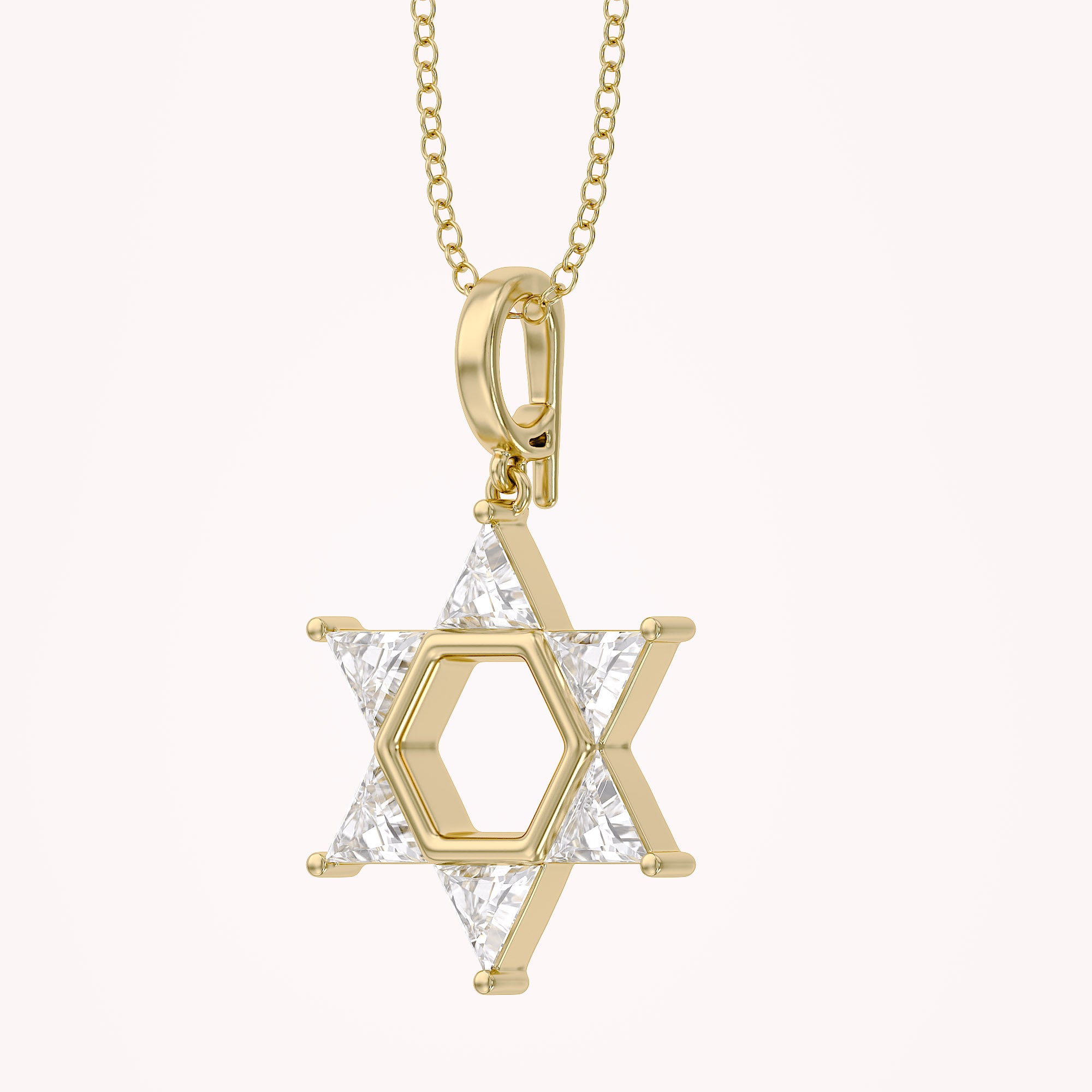 0.90 CTTW Six Triangular Lab-Grown Diamond Star of David Jewish Pendant