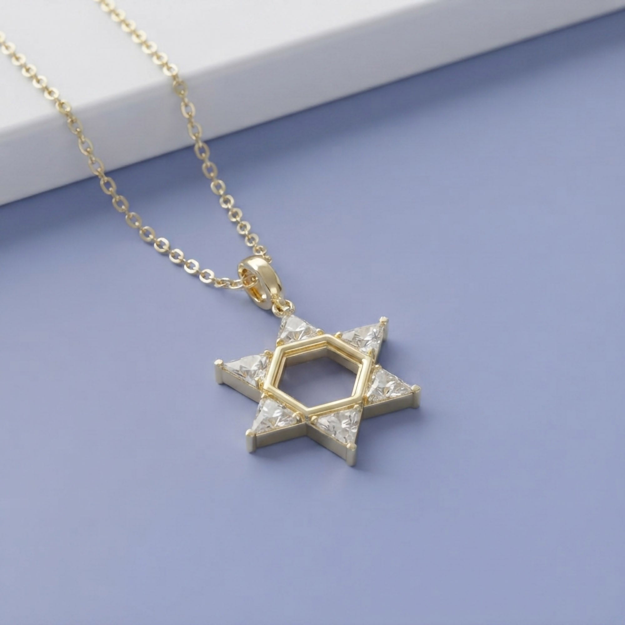 0.90 CTTW Six Triangular Lab-Grown Diamond Star of David Jewish Pendant
