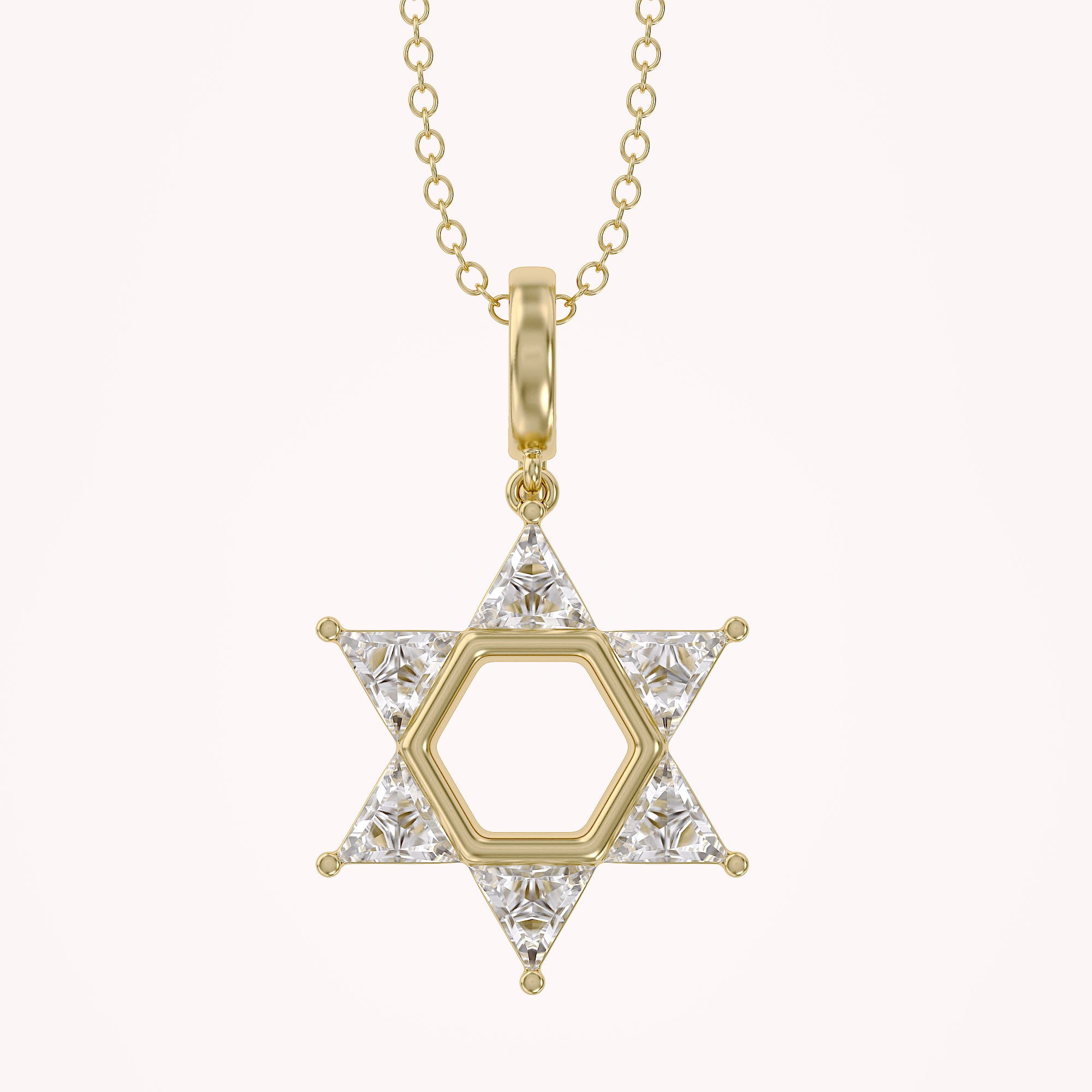 0.90 CTTW Six Triangular Lab-Grown Diamond Star of David Jewish Pendant