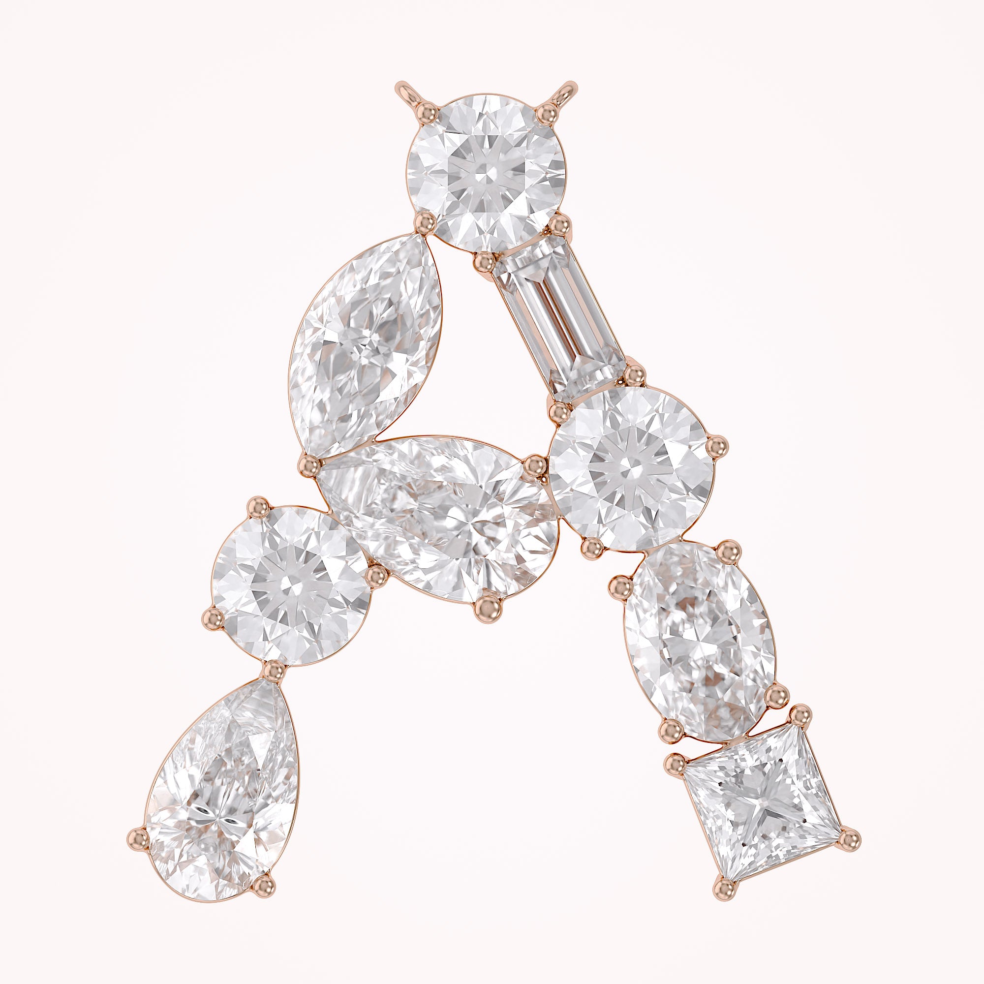 Initial Letter Pendant Multi Shape Lab Grown Diamond