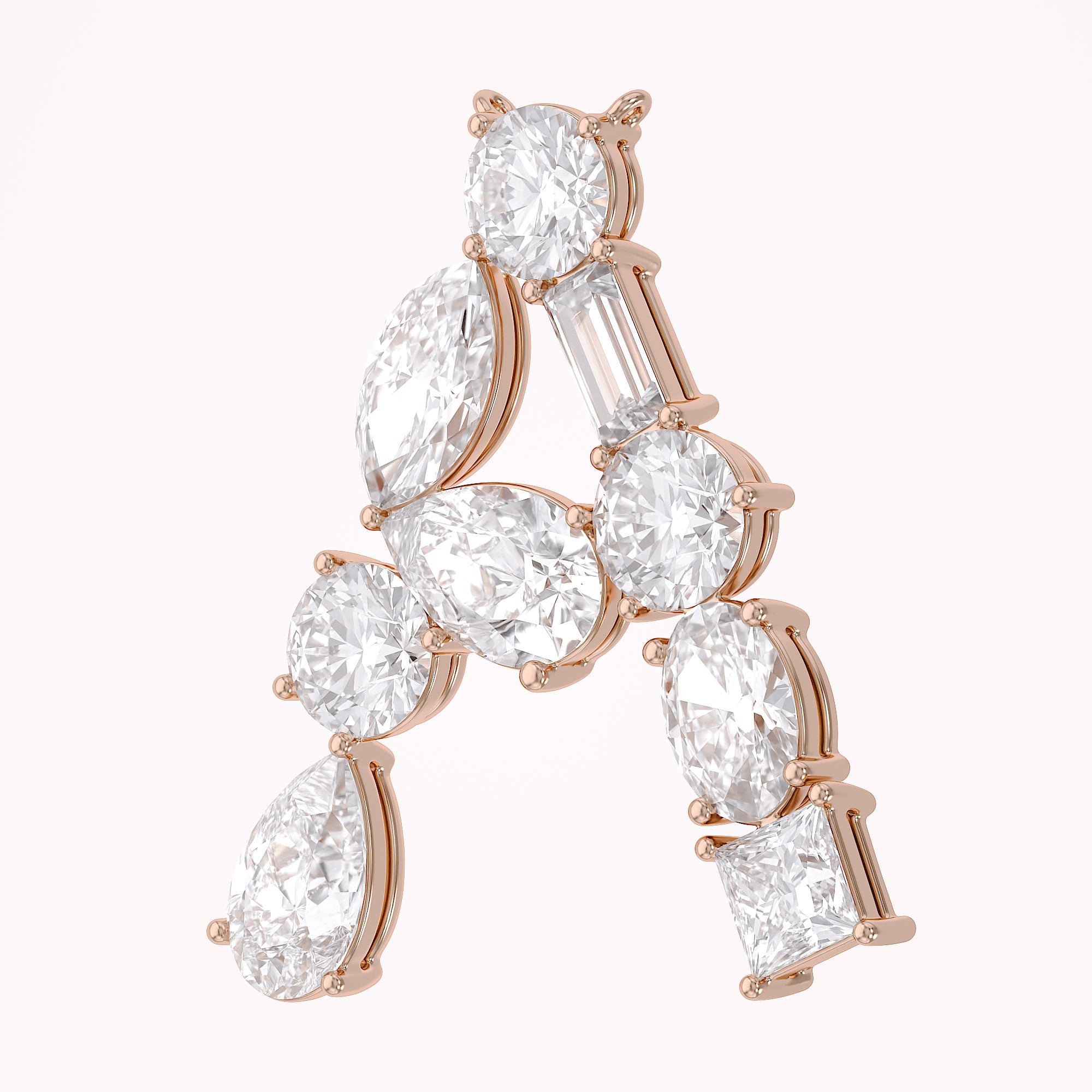 Initial Letter Pendant Multi Shape Lab Grown Diamond