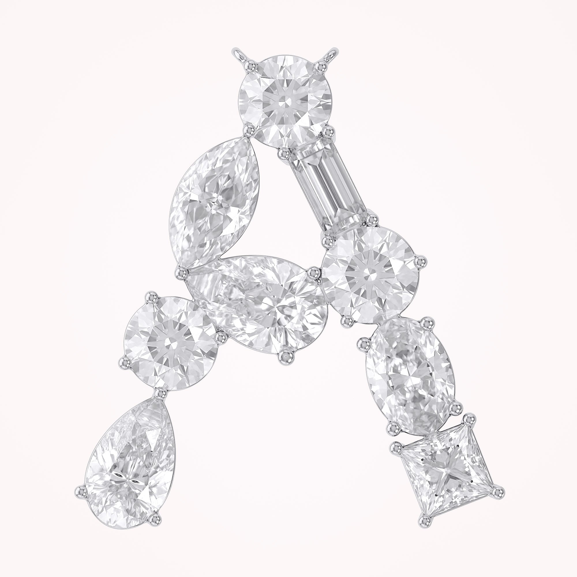 Initial Letter Pendant Multi Shape Lab Grown Diamond