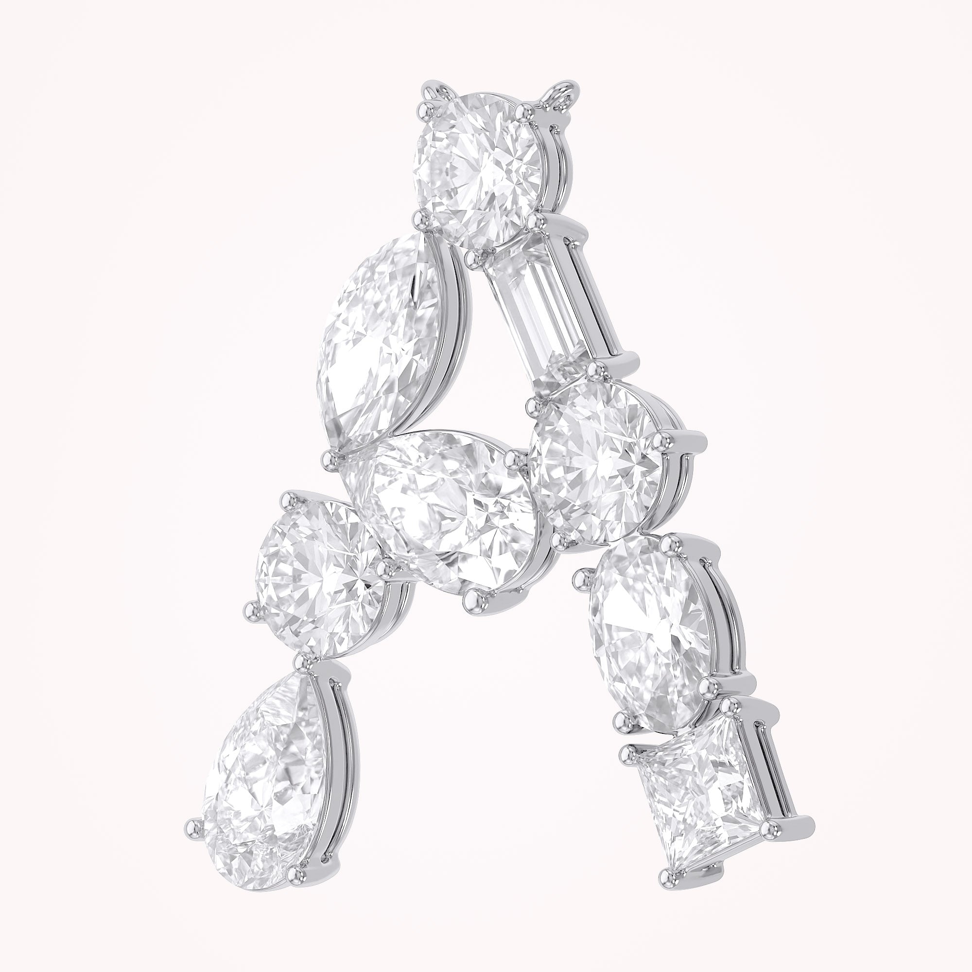 Initial Letter Pendant Multi Shape Lab Grown Diamond