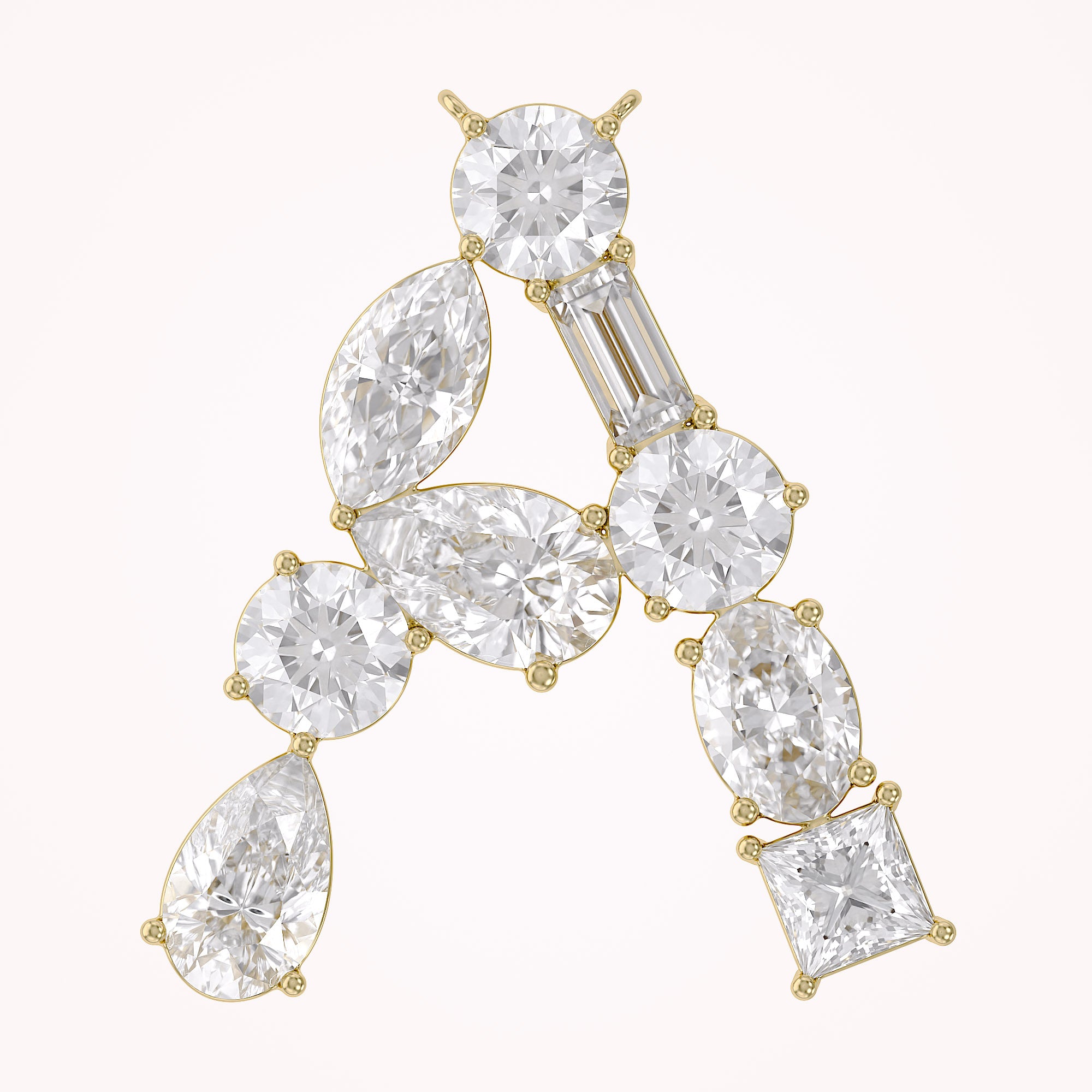 Initial Letter Pendant Multi Shape Lab Grown Diamond