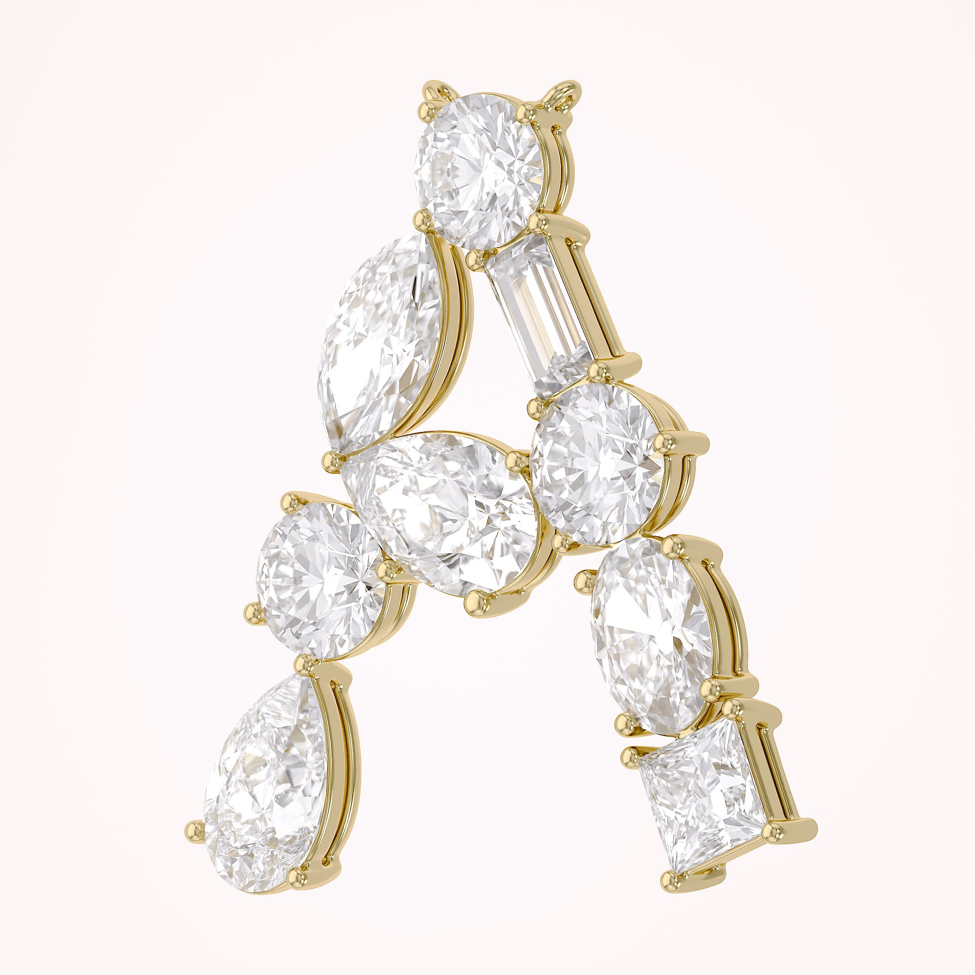Initial Letter Pendant Multi Shape Lab Grown Diamond