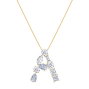 Initial Letter Pendant Multi Shape Lab Created Moissanite Diamond