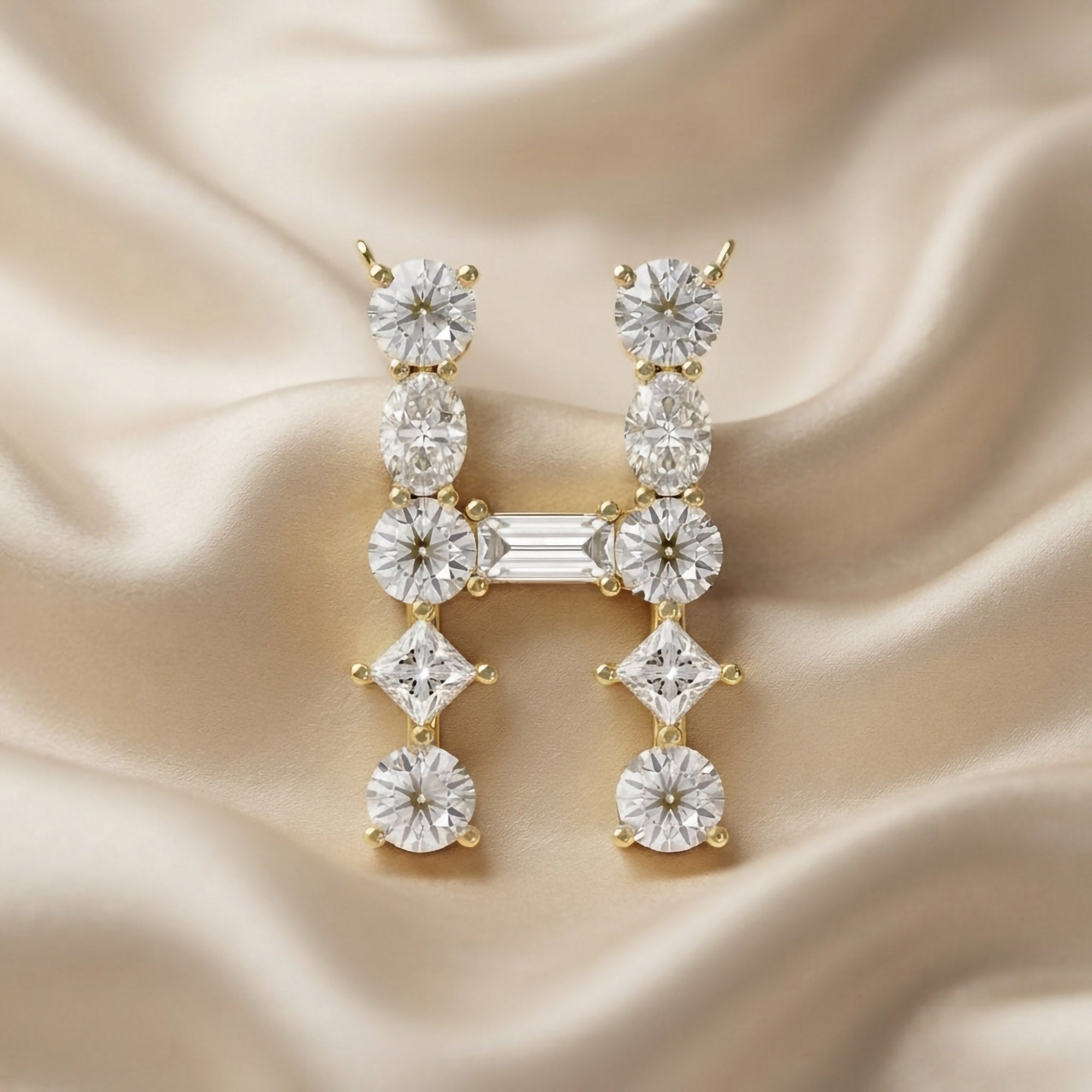 Initial Letter Pendant Multi Shape Lab Grown Diamond
