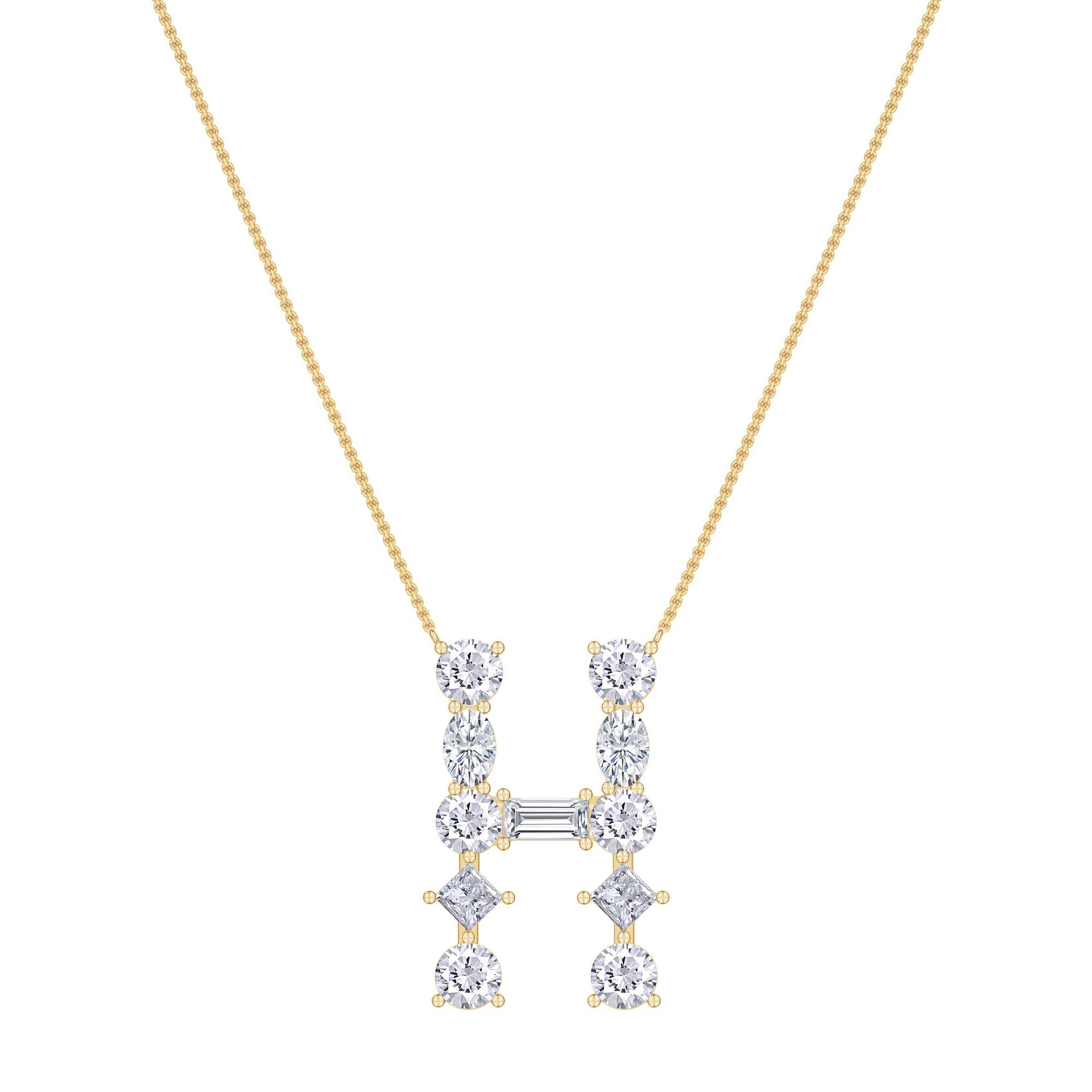 Initial Letter Pendant Multi Shape Lab Created Moissanite Diamond