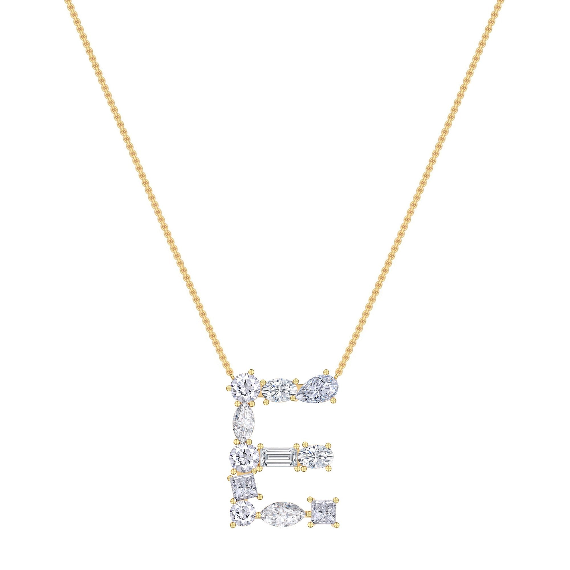 Initial Letter Pendant Multi Shape Lab Created Moissanite Diamond