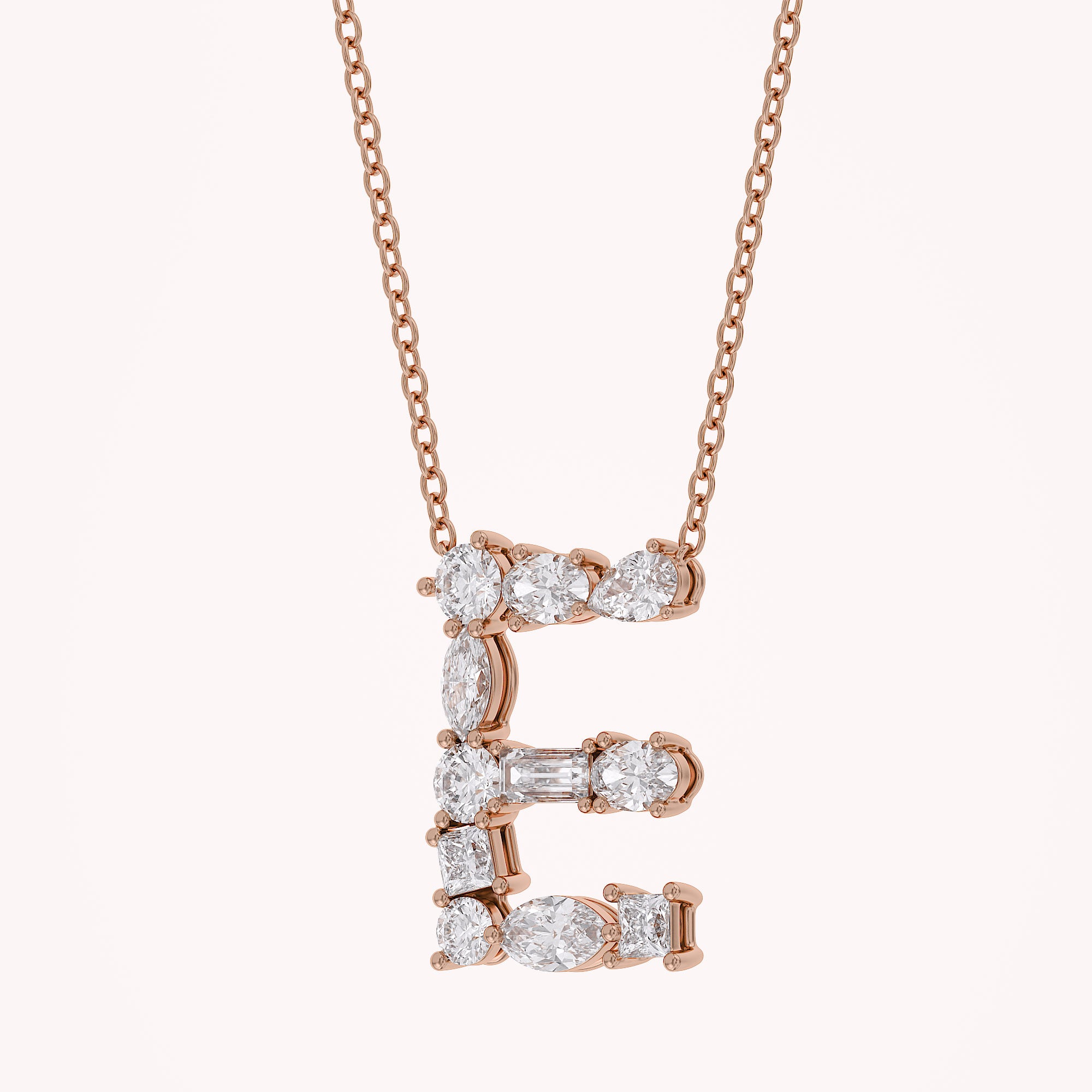 Initial Letter Pendant Necklace Multi Shape Lab Created Moissanite Diamond