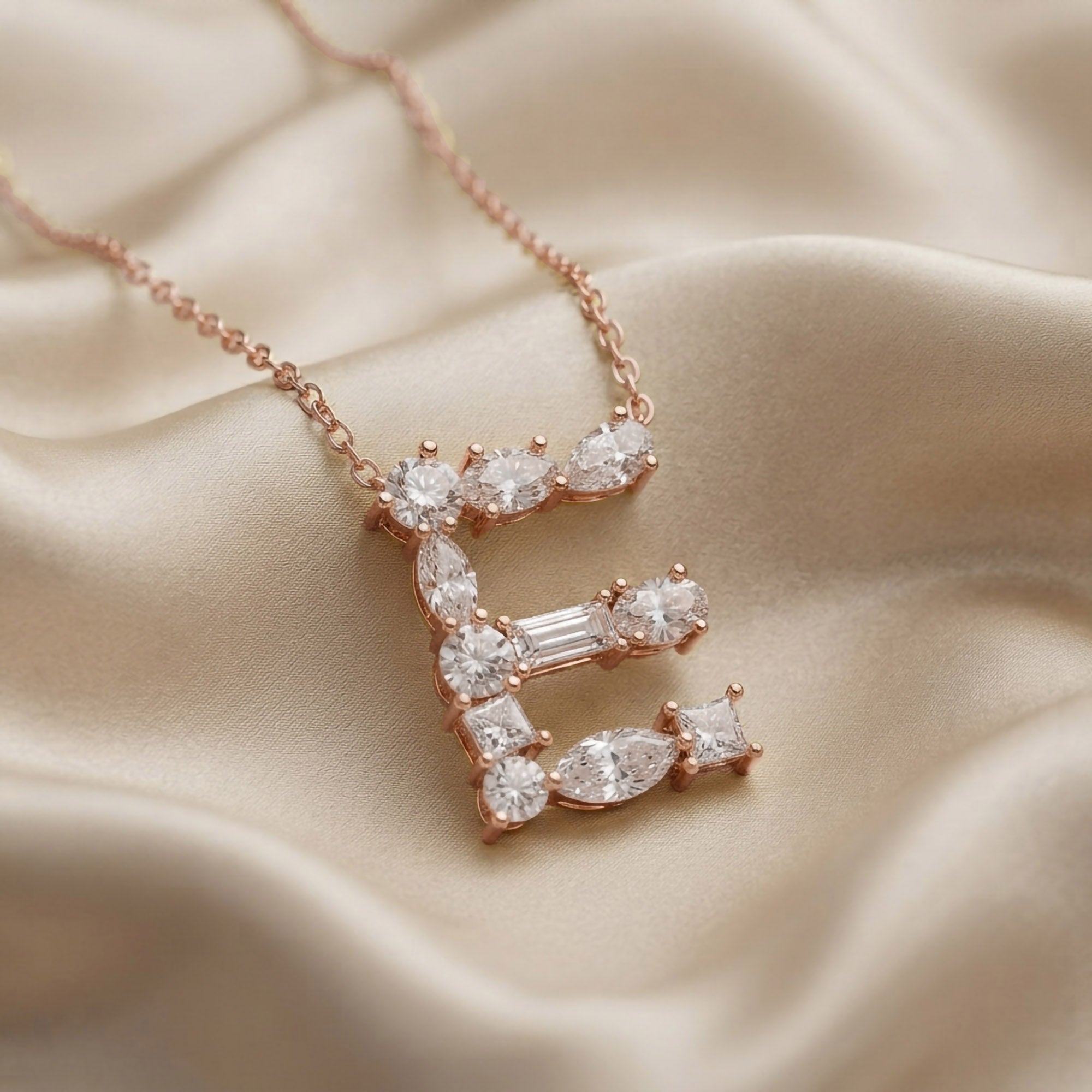Initial Letter Pendant Necklace Multi Shape Lab Created Moissanite Diamond