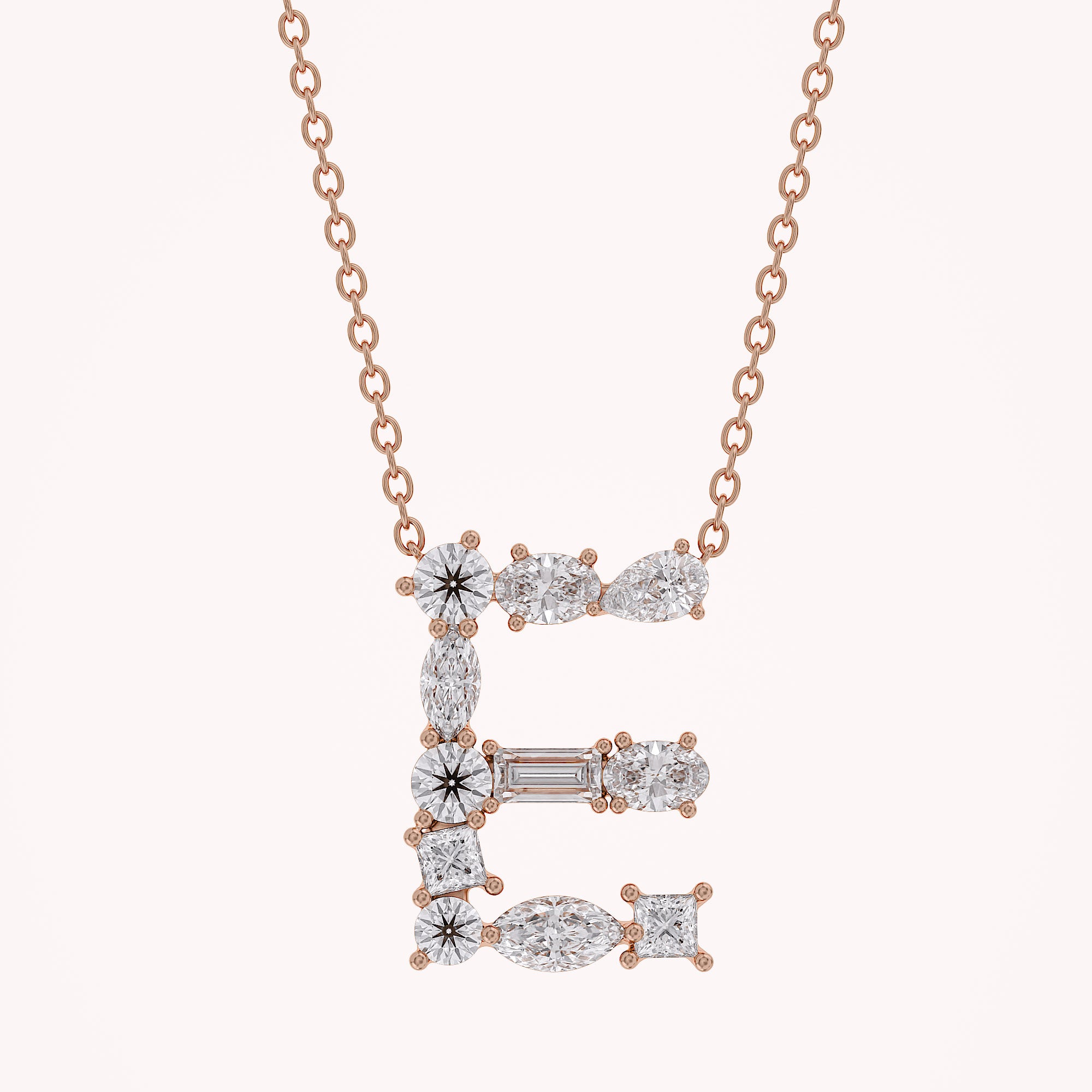 Initial Letter Pendant Necklace Multi Shape Lab Created Moissanite Diamond