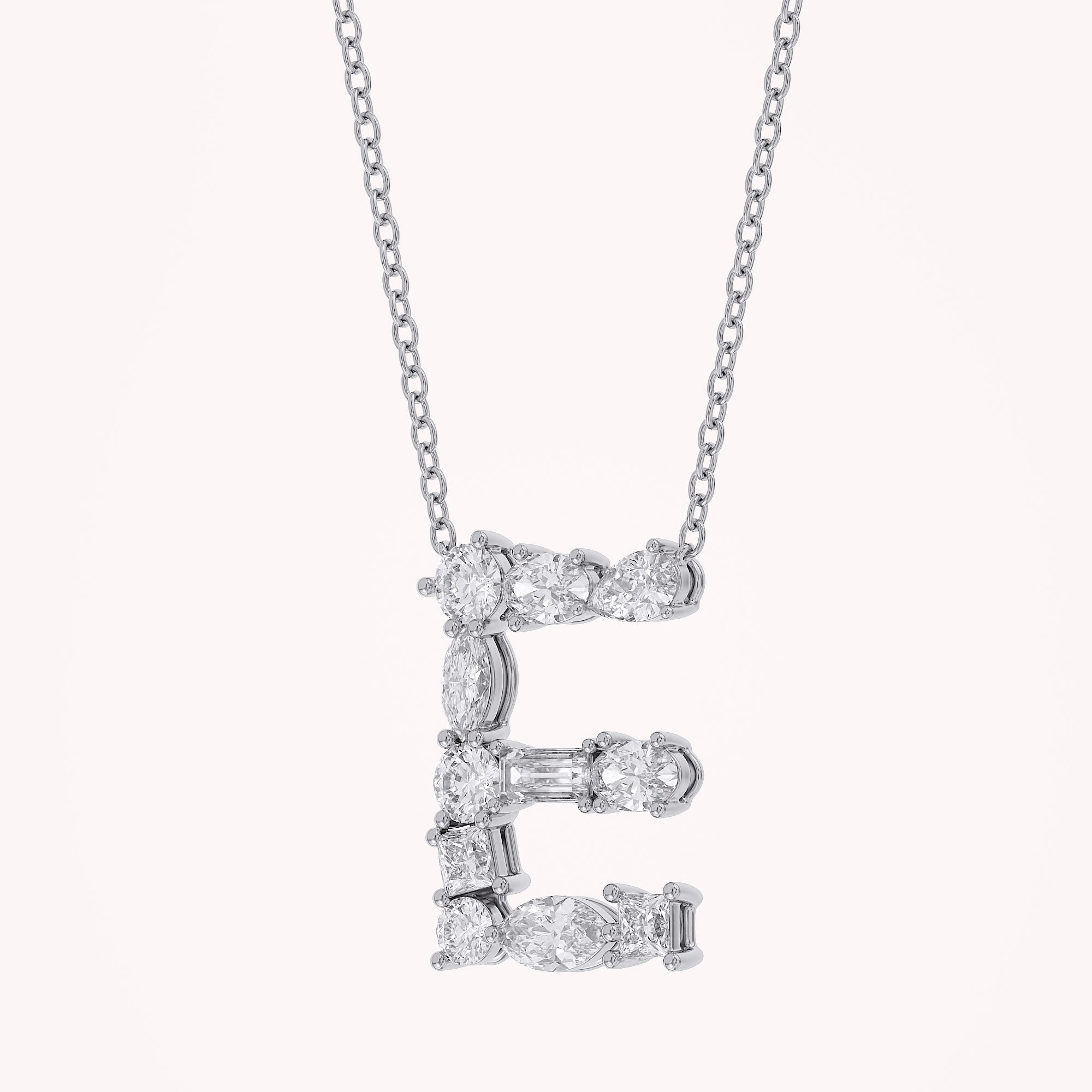 Initial Letter Pendant Necklace Multi Shape Lab Created Moissanite Diamond